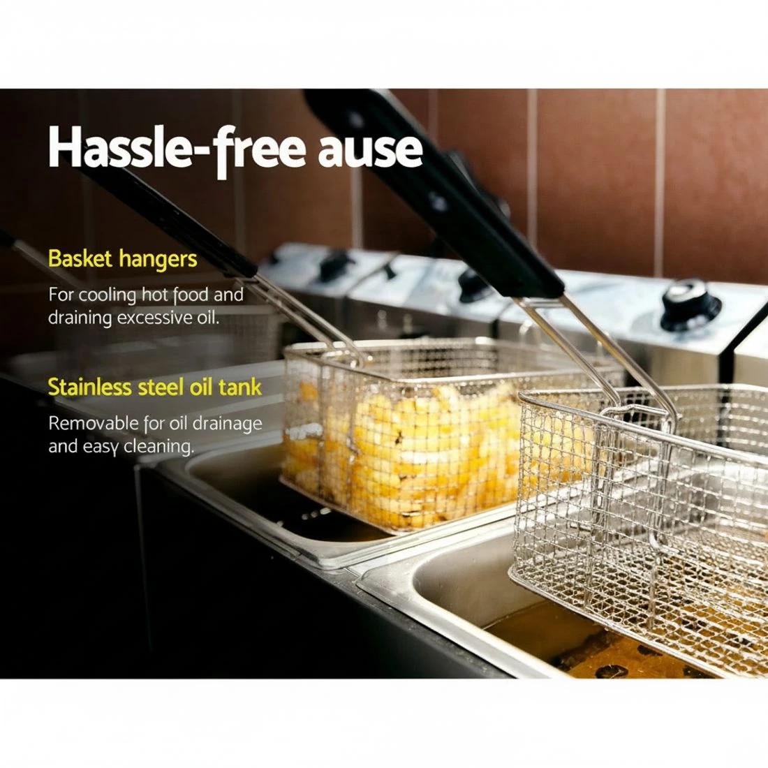 6 Devanti 20L Electric Commercial Deep Fryer Double Baskets 4400W - Silver, 6 of 8