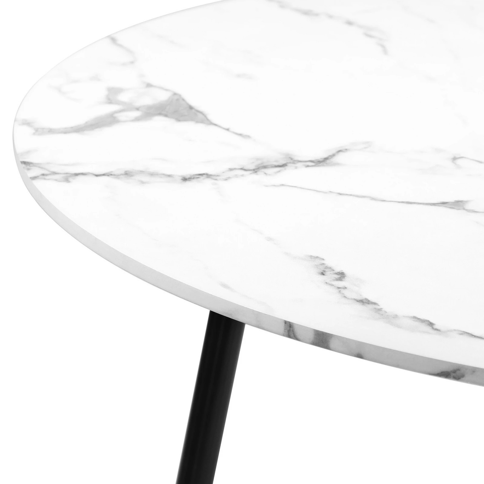 6 Oikiture 110cm Dining Table Round Wooden Table With Marble Effect Metal Legs
 - Multi, 6 of 8