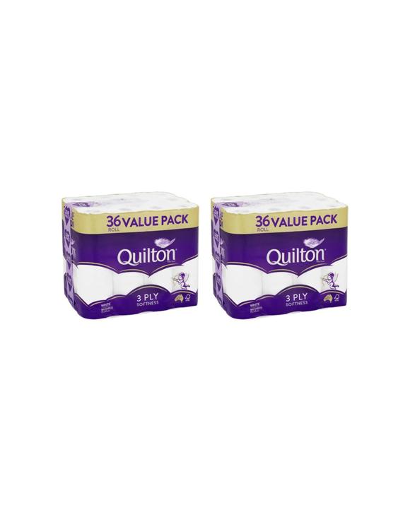 Quilton 2x 36pc Toilet Tissue Roll 3-Ply Softness 180 Sheets - White