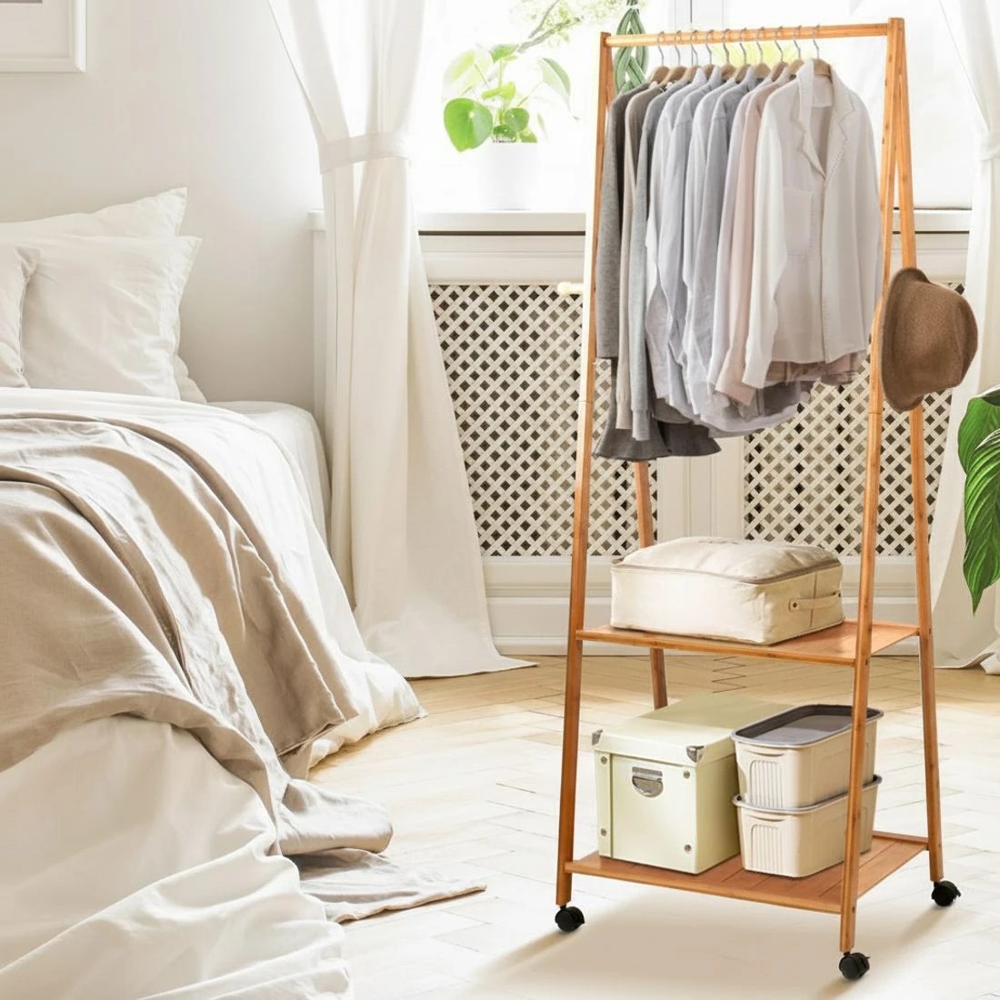 5 Artiss Clothes Rack Airer Coat Stand 165x59cm - Natural, 5 of 5