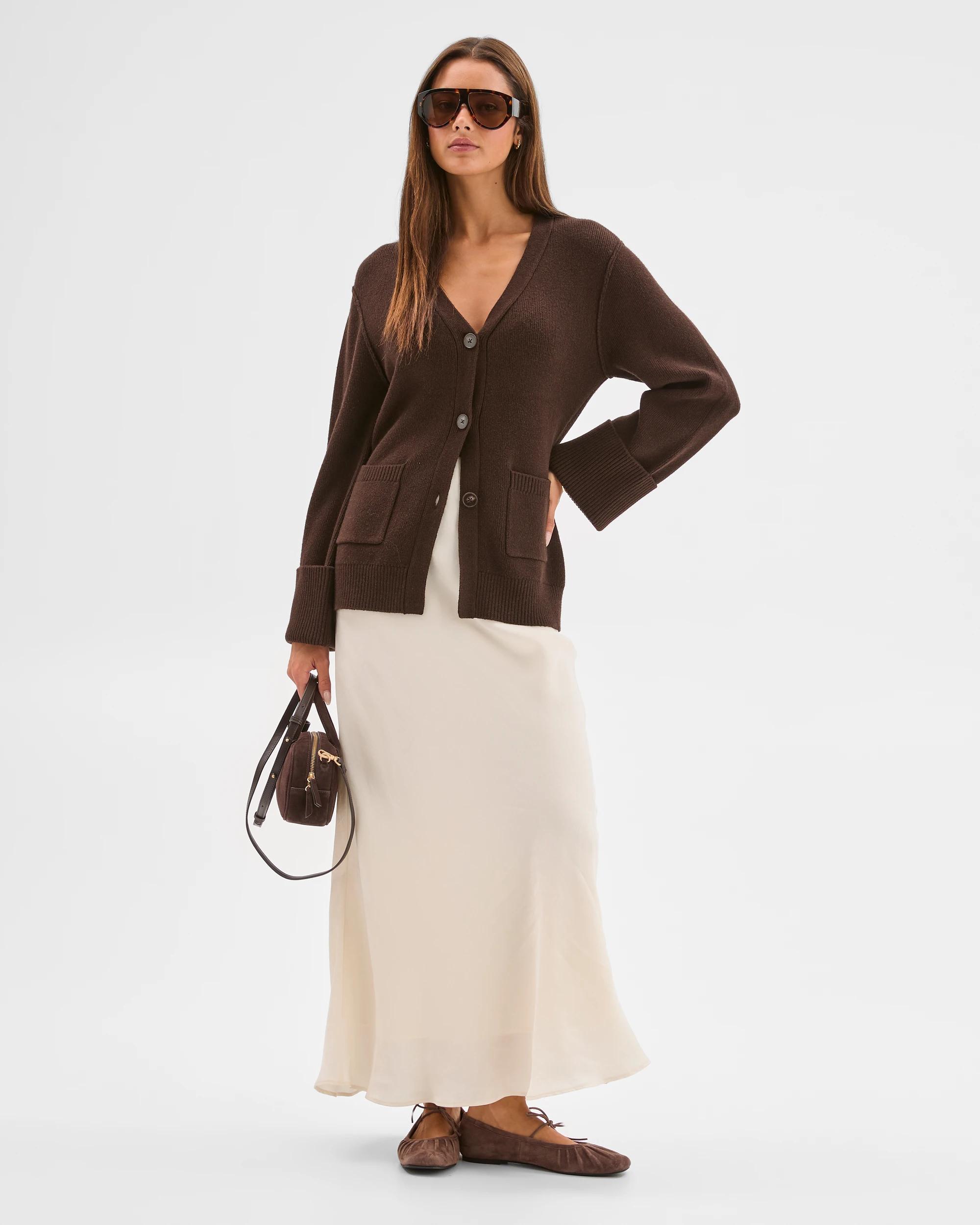 2 Lily Loves Australian Cotton Blend Longline Cardigan TRUFFLE, 2 of 8