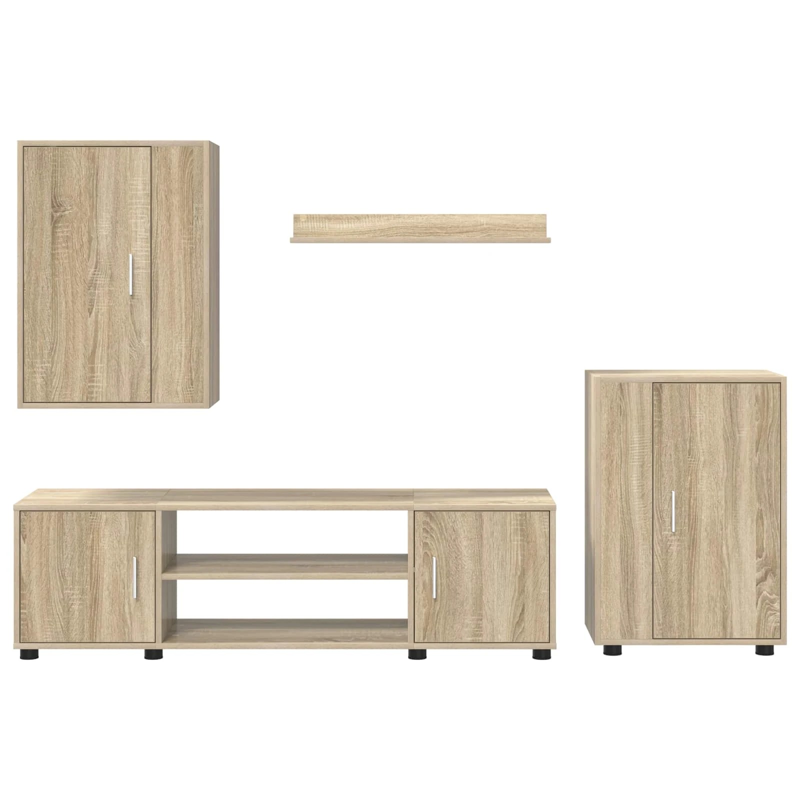 9 vidaXL Wall Mounted TV Cabinet Set Storage - Beige, 9 of 10