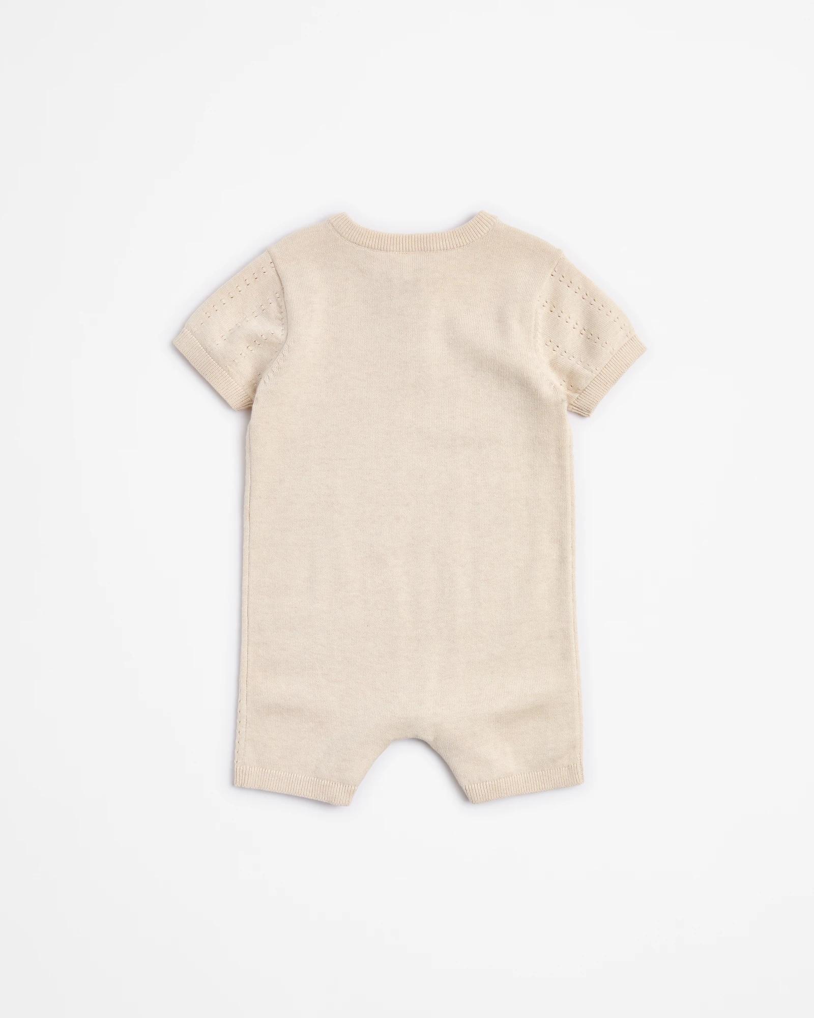 3 Target Organic Cotton Baby Pointelle Knit Romper CREAM OATMEAL MARLE, 3 of 3