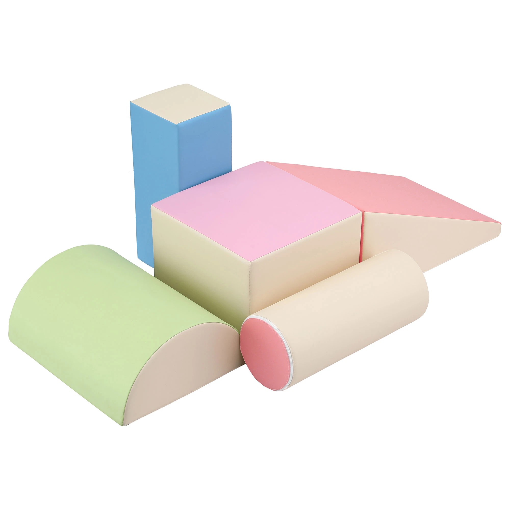 1 Keezi 5-Piece Kids Foam Play Set Climbing Blocks Soft Indoor Toy Rocker - Multi, 1 of 4
