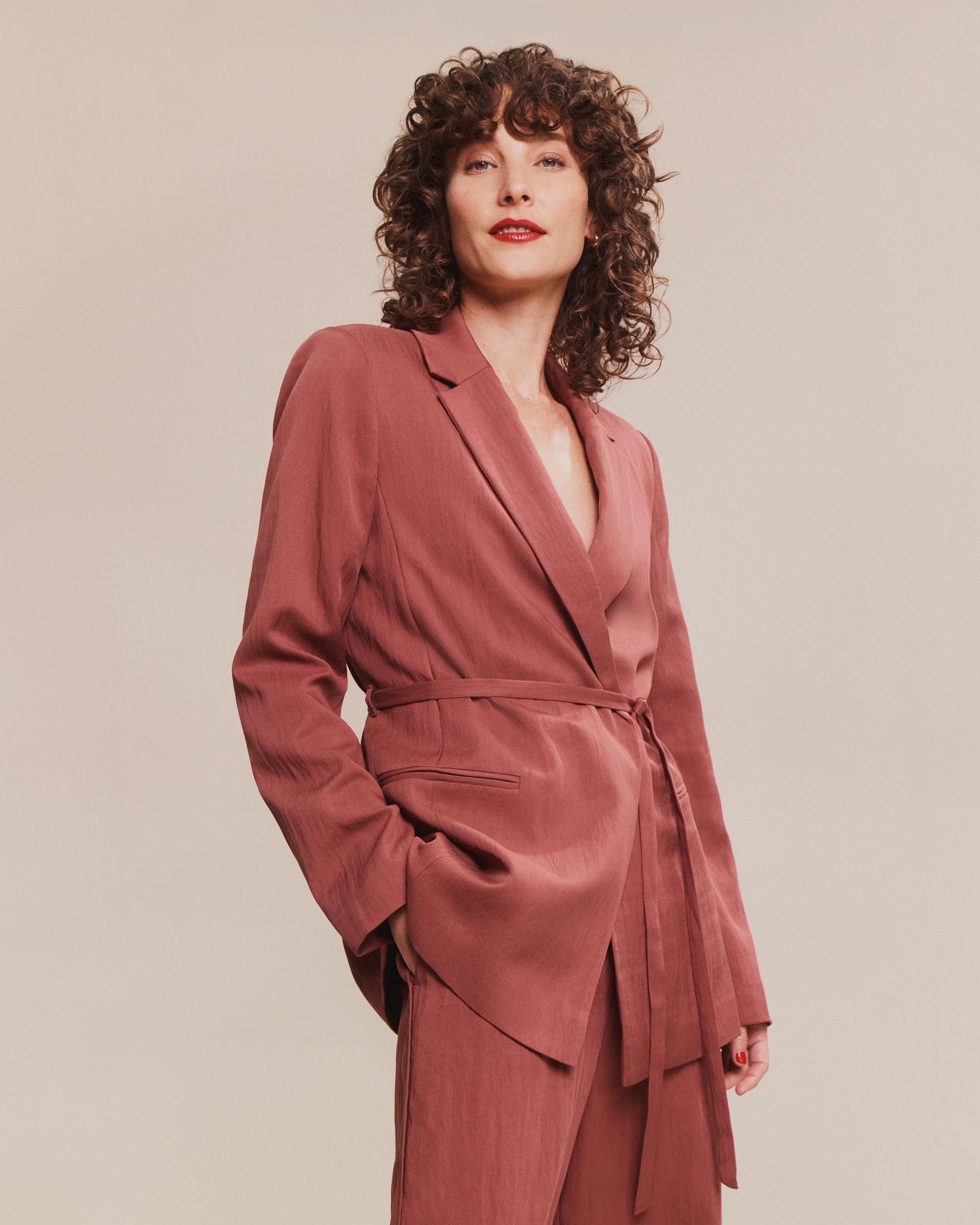 7 Fluid Tie Front Blazer - Preview TERRACOTTA, 7 of 7