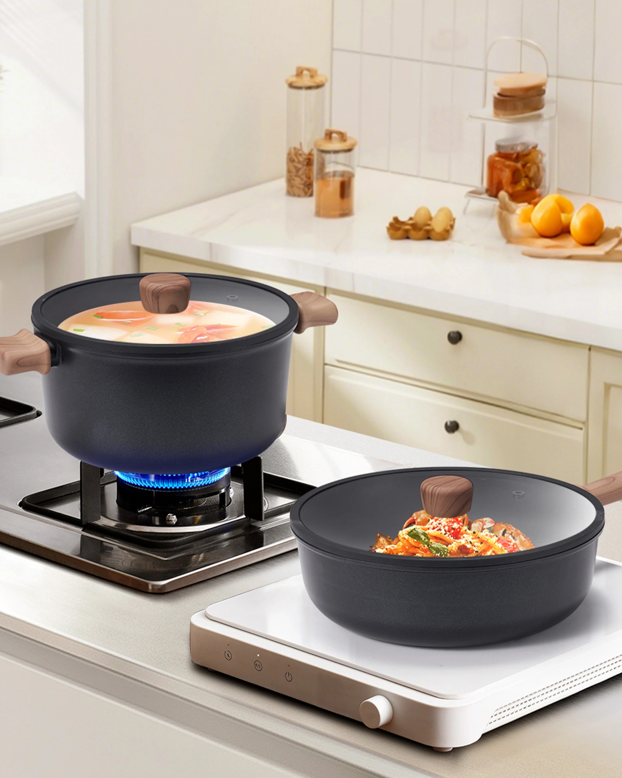 10 ZUNI 19PCS Nonstick Cookware Pots & Pans Set Granite Coating Cooking Utensil Black, 10 of 10