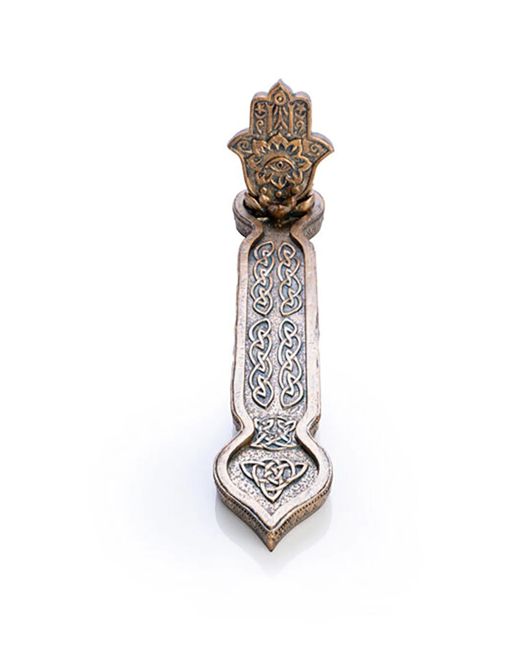 3 MDI Flat Incense Burner & Stick Holder Hamsa 28x8.6cm - Gold, 3 of 3