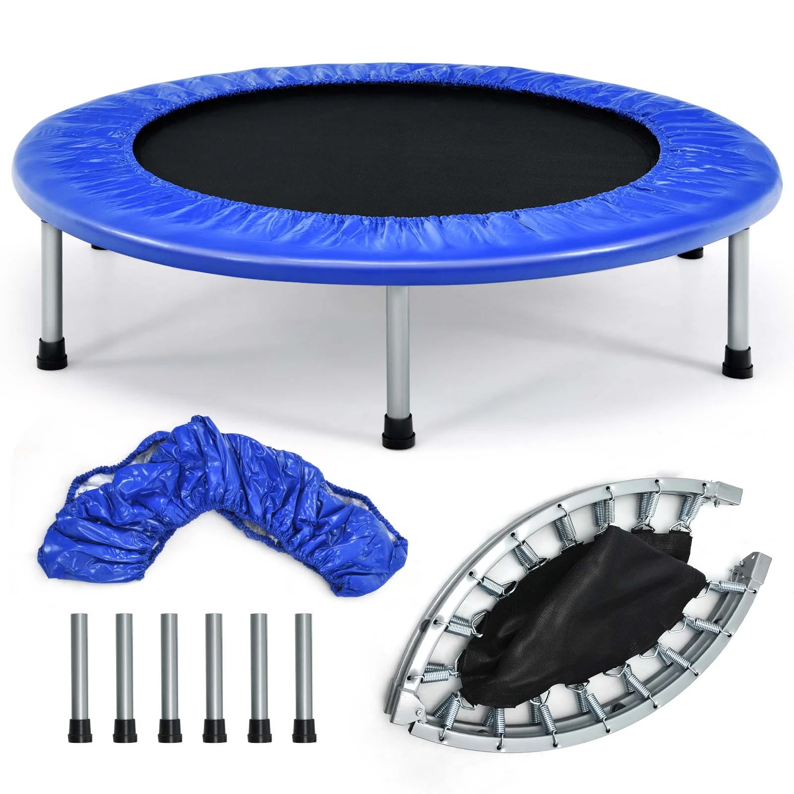 1 Costway Folding Trampoline Portable Recreational Rebounder Outdoor Toy Blue, 1 of 2