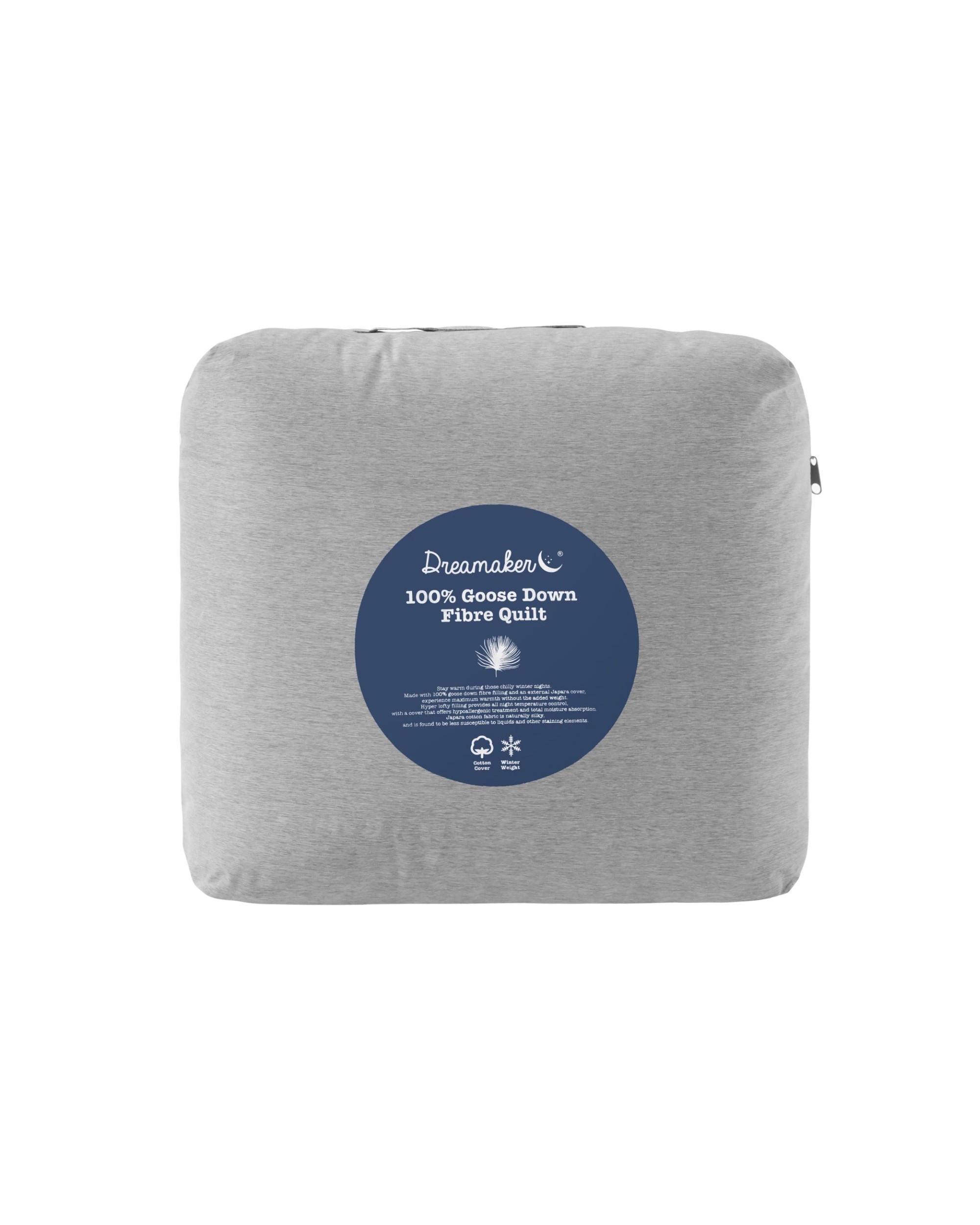 4 Dreamaker 100% Goose Down Fibre Winterweight Quilt - Single Bed - White, 4 of 4