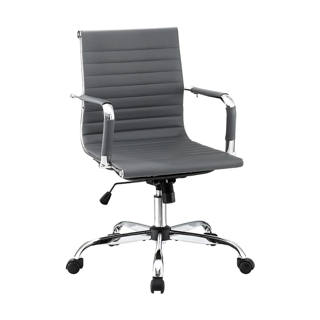 1 Artiss Office Chair Conference Chairs PU Leather Mid Back - Grey, 1 of 7