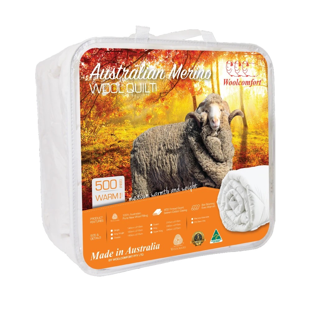 1 Woolcomfort 500GSM All Seasons Merino Wool Quilt - Super King Bed, 1 of 1