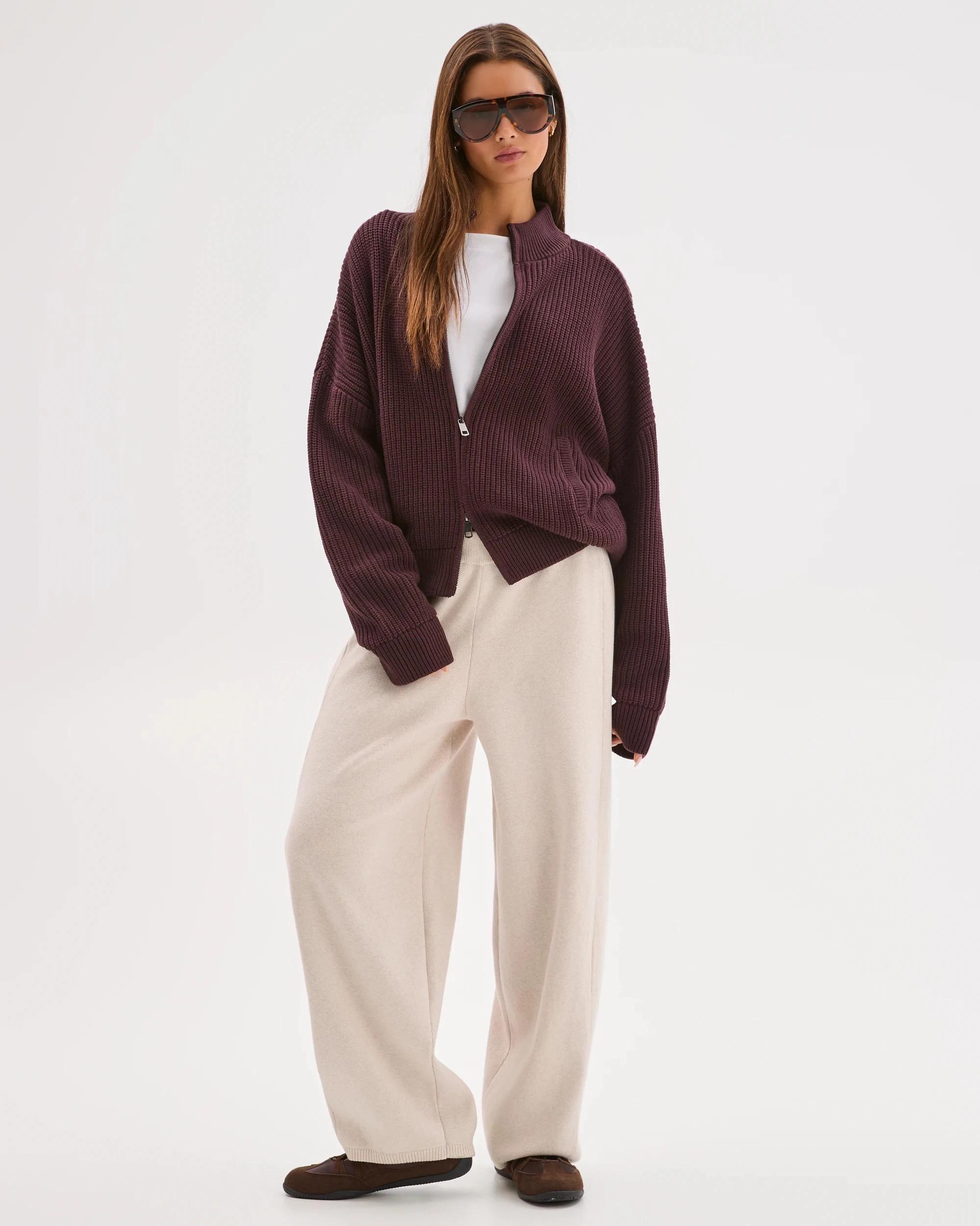 1 Lily Loves Australian Cotton Blend Lounge Knit Pants OATMARLE, 1 of 7