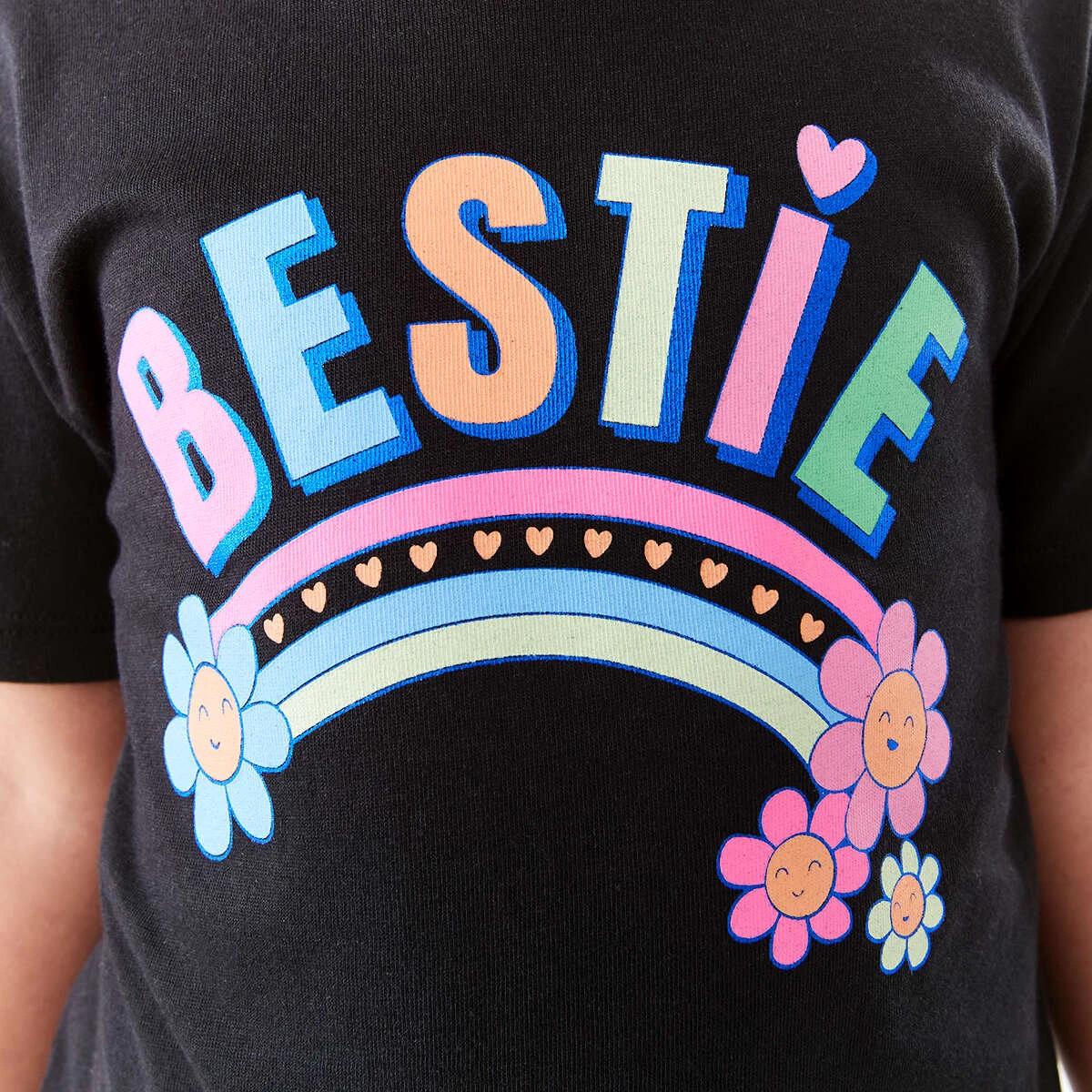 4 Short Sleeve Placement Print T-shirt Blk Bestie, 4 of 7
