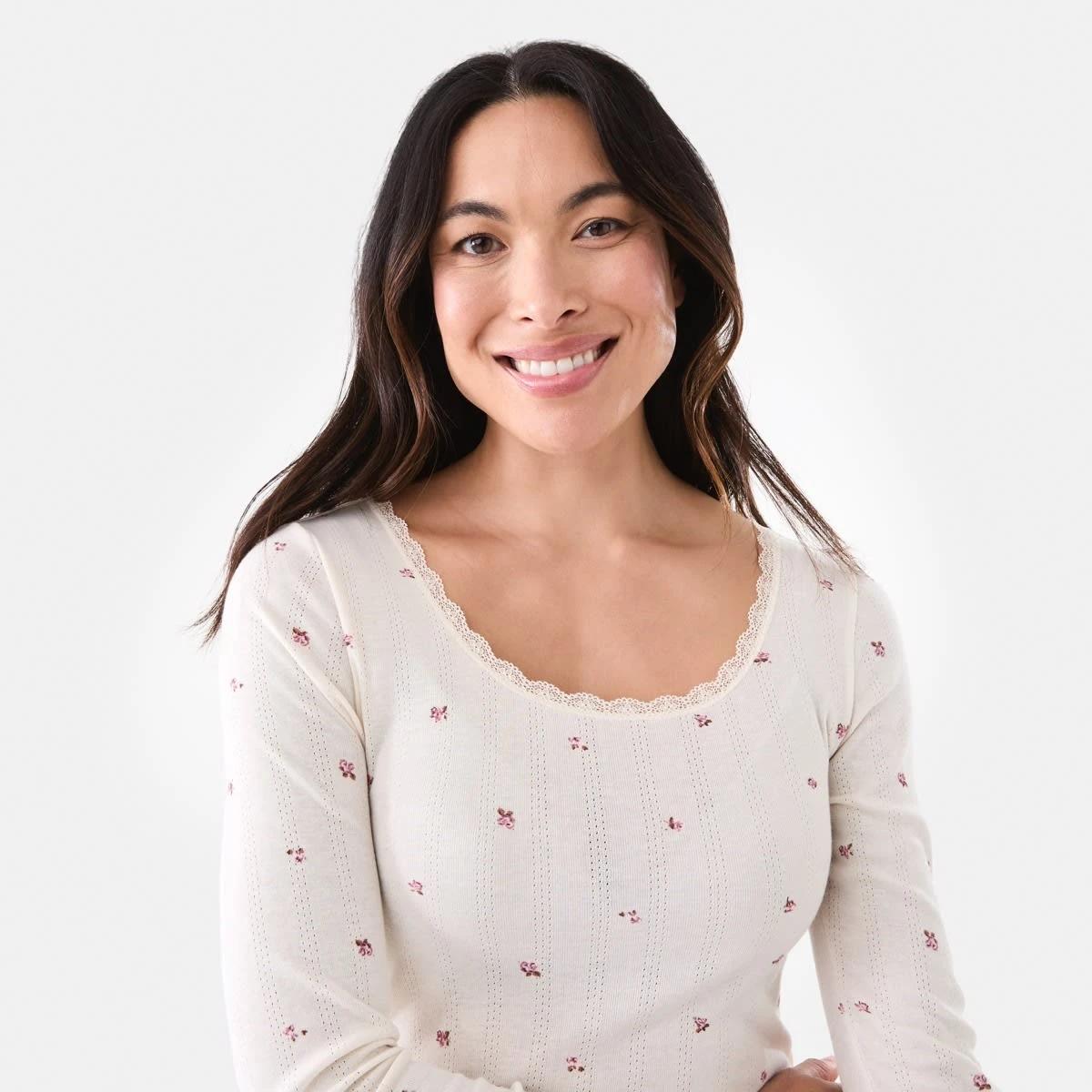 5 Pointelle Long Sleeve Top Wntr Ditsy, 5 of 6