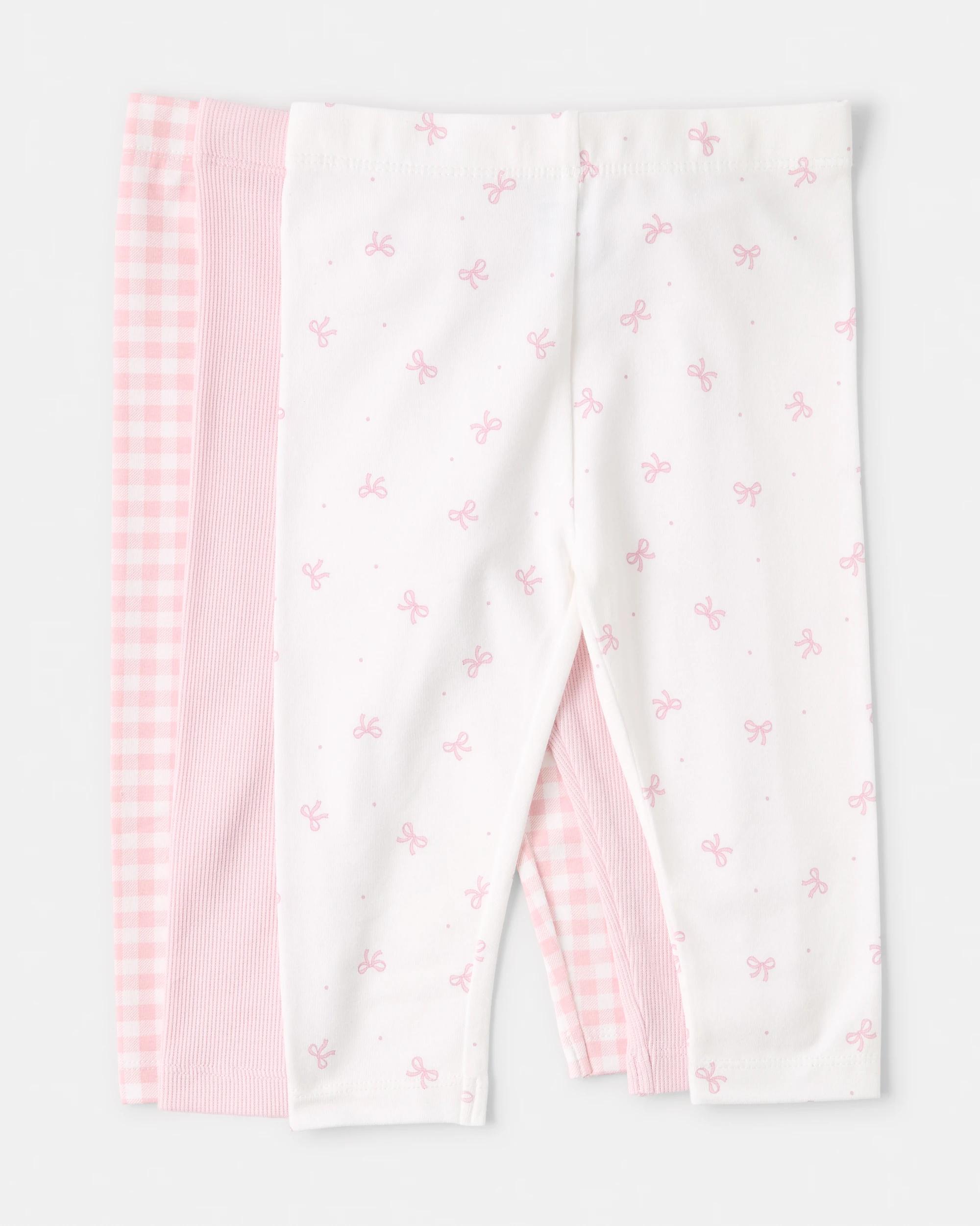 2 3 Pack Cotton Leggings Pnk Gingh, 2 of 8