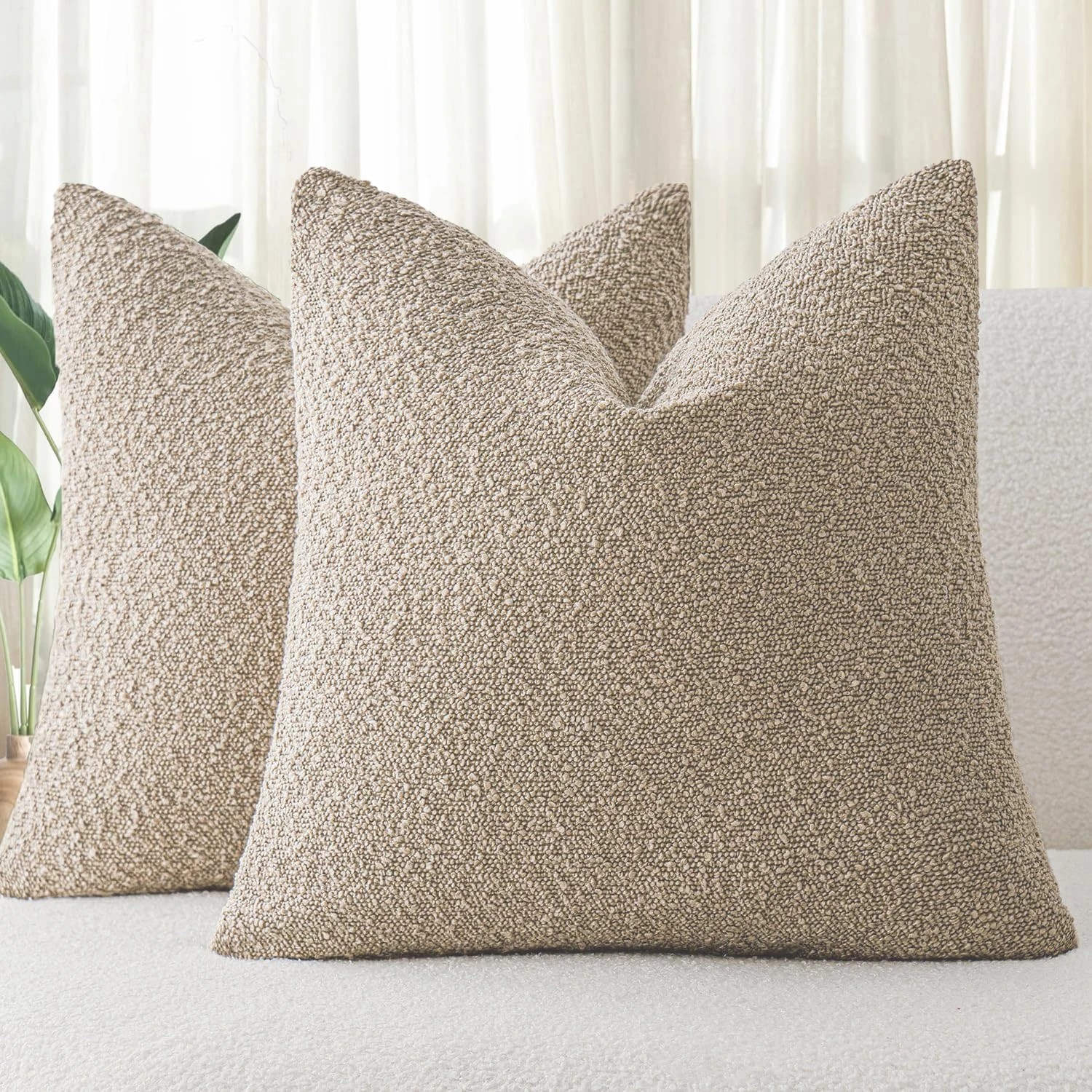 1 Gioia Casa 2-Pack Bouclé Cushion Covers 45x45cm - Oatmeal, 1 of 1