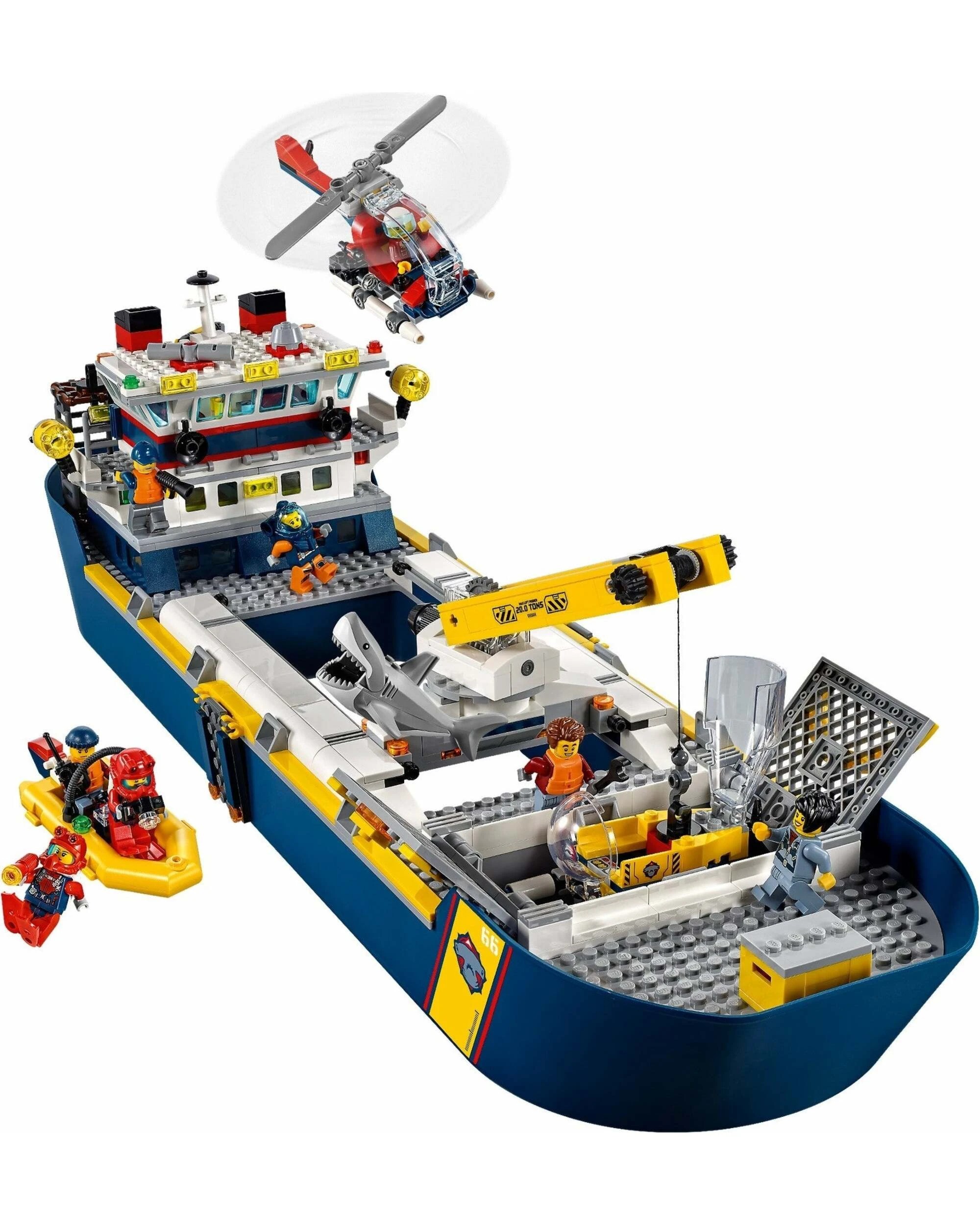 4 LEGO 60266 Ocean Exploration Ship: Floating Ship with Submarine & Helicopter, 4 of 5