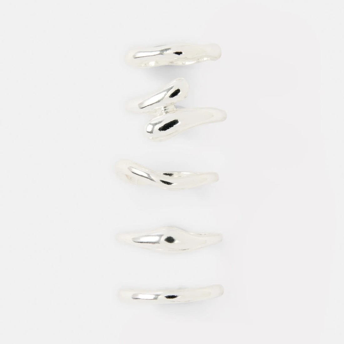 2 5 Pack Teardrop Rings - Silver Tone, 2 of 5