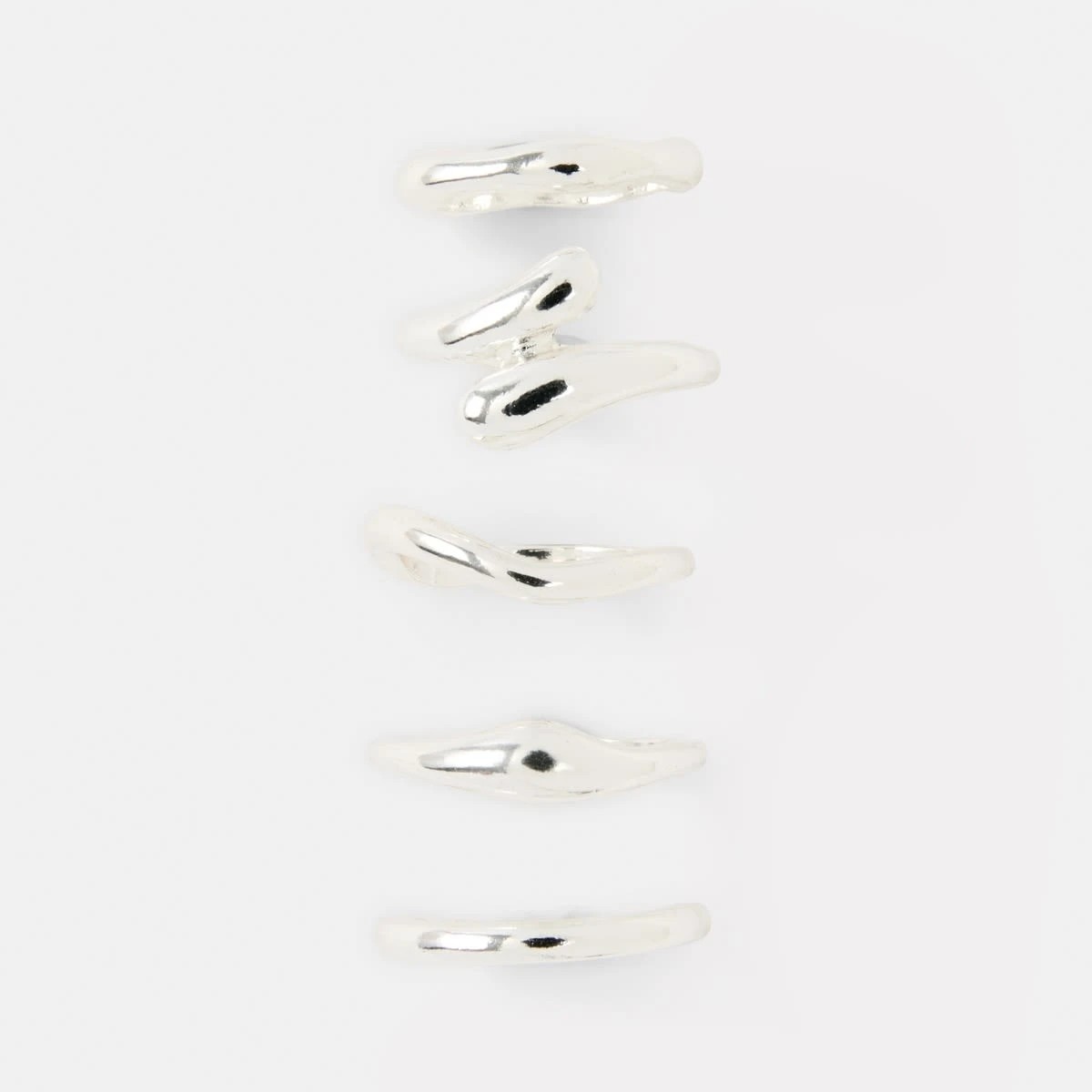 2 5 Pack Teardrop Rings - Silver Tone, 2 of 5