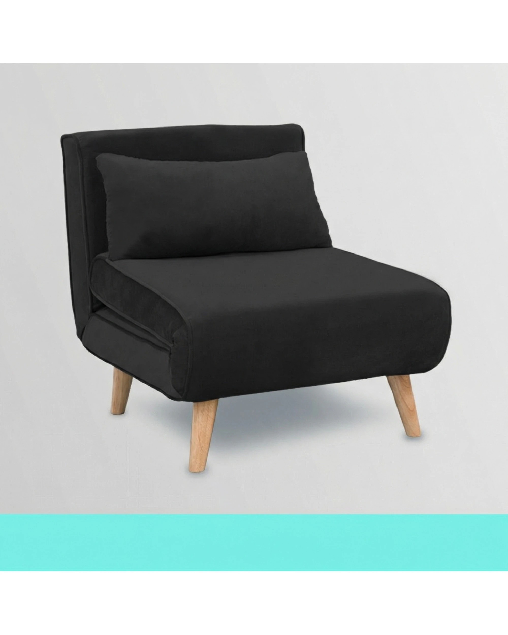 5 Sarantino Adjustable Chair Single Sofa Bed Faux Velvet - Black, 5 of 8