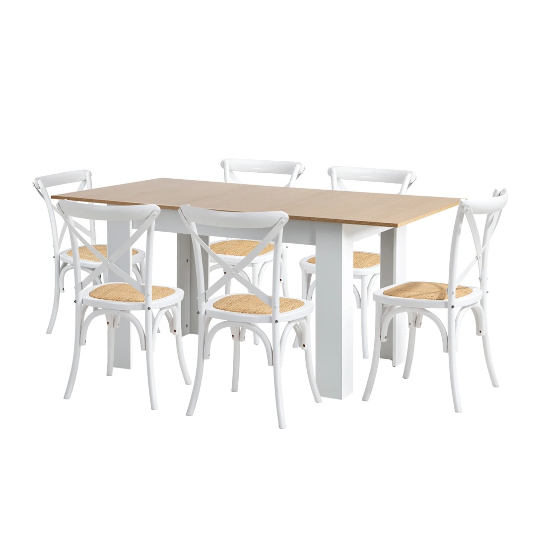 1 Oikiture 160cm Extendable Dining Table With 6pcs Dining Chairs Crossback
 - Multi, 1 of 10