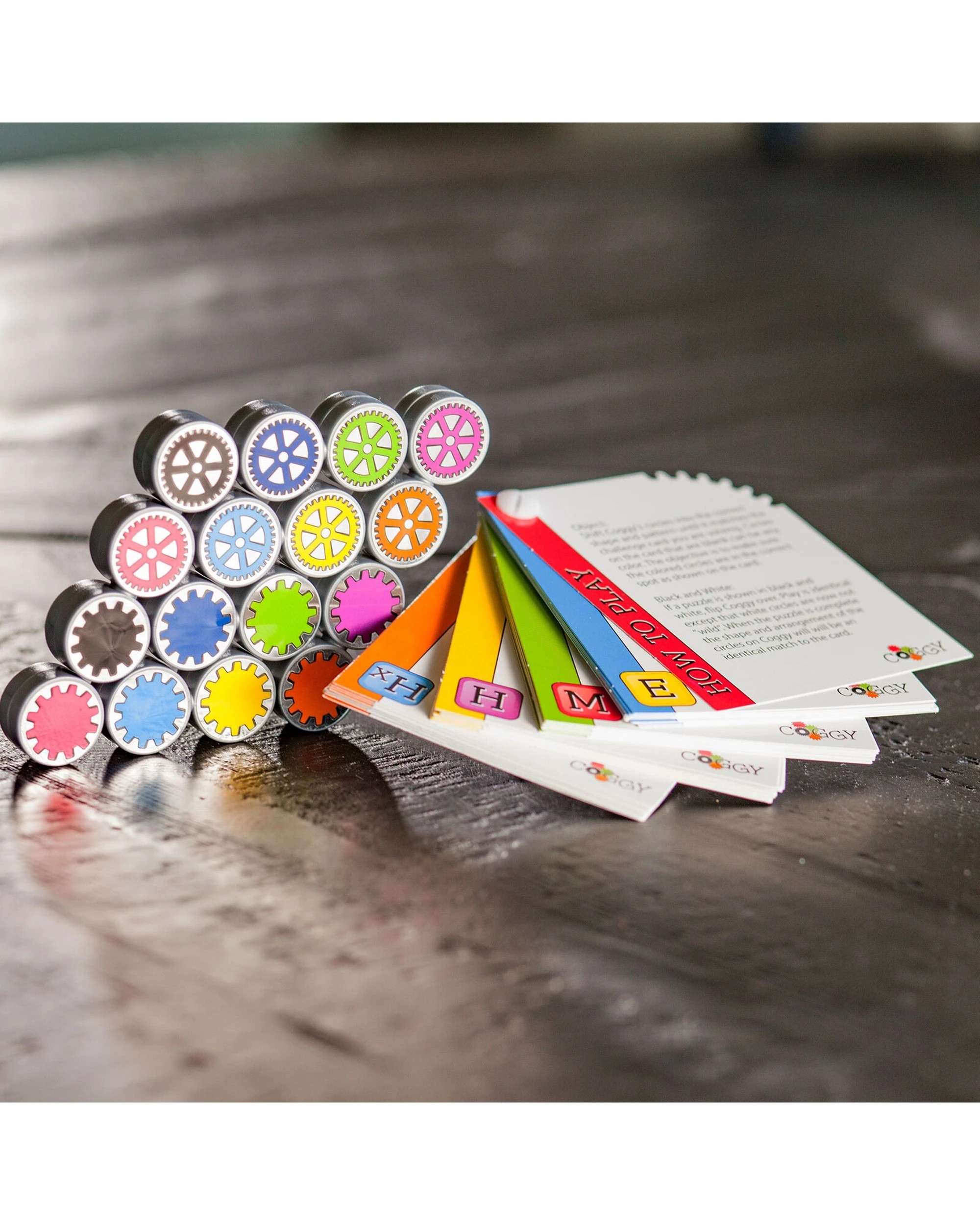 8 Fat Brain Toy Co. Coggy Folding Clicking Gears Puzzle Brain Teaser 40 Cards Kids Game - Multi, 8 of 8