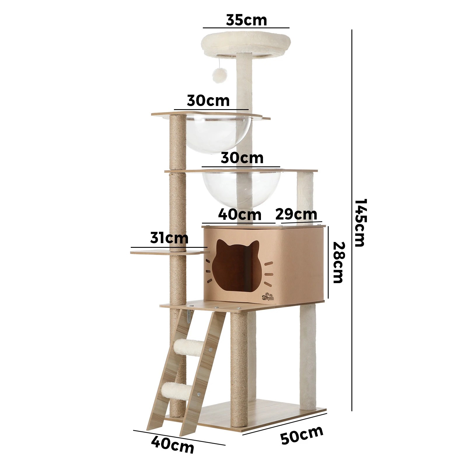 8 Alopet Cat Tree Tower Scratching Post Wood Scratcher Condo Detachable House
 - Natural, 8 of 8
