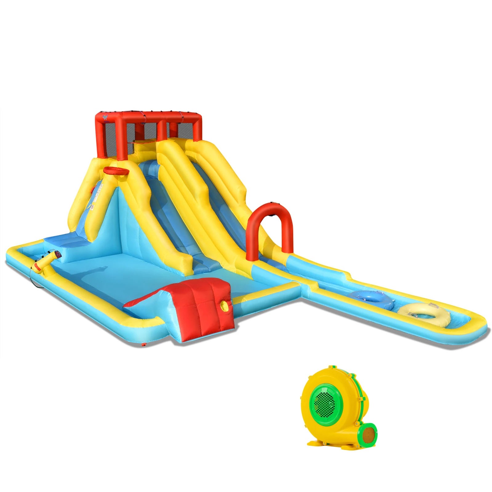 1 Costway 7 in 1 Inflatable Dual Slide Water Park Bounce Castle w/Blower, 1 of 1