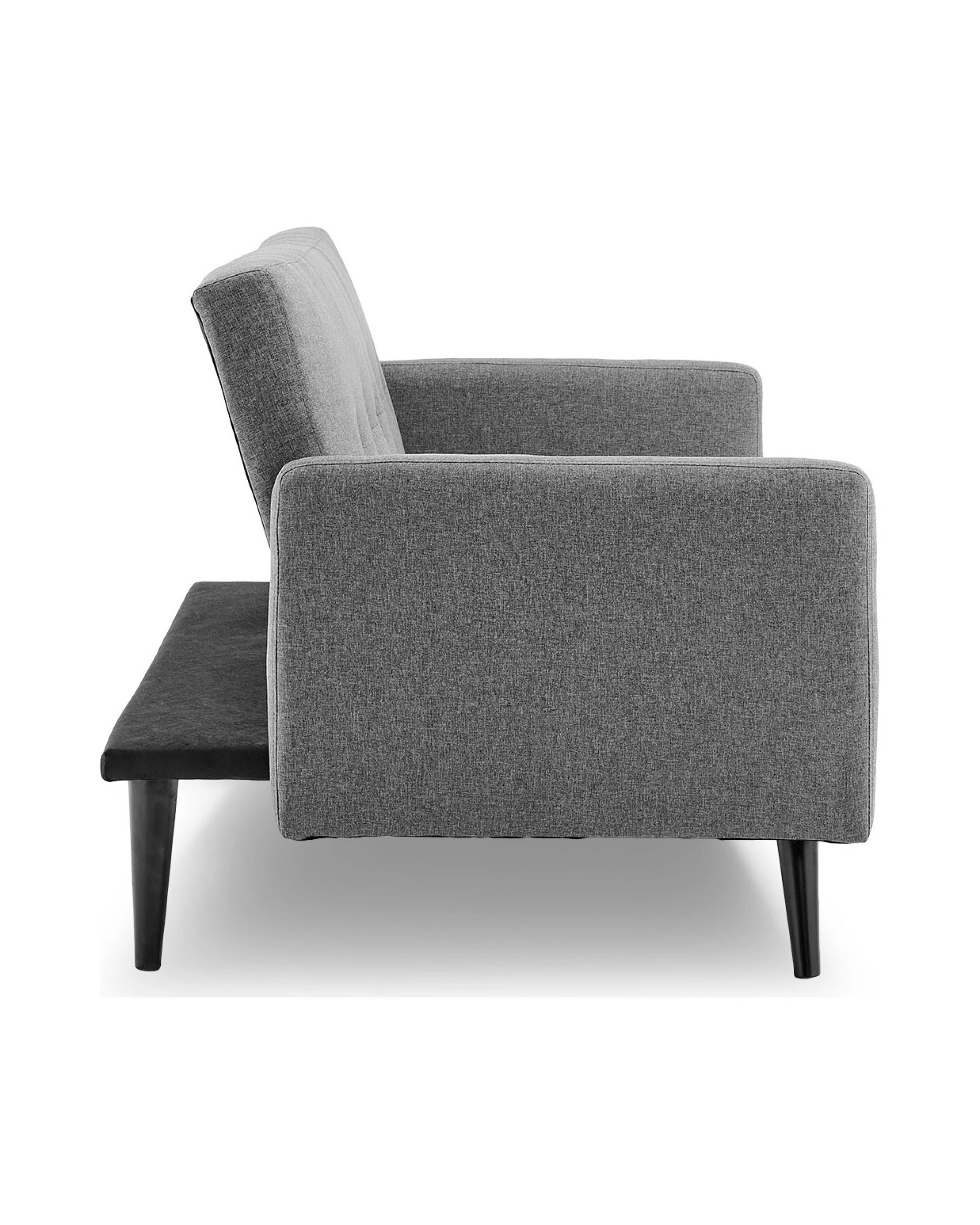 4 Sarantino Tufted Faux Linen 3-Seater Sofa Bed with Armrests - Grey, 4 of 8