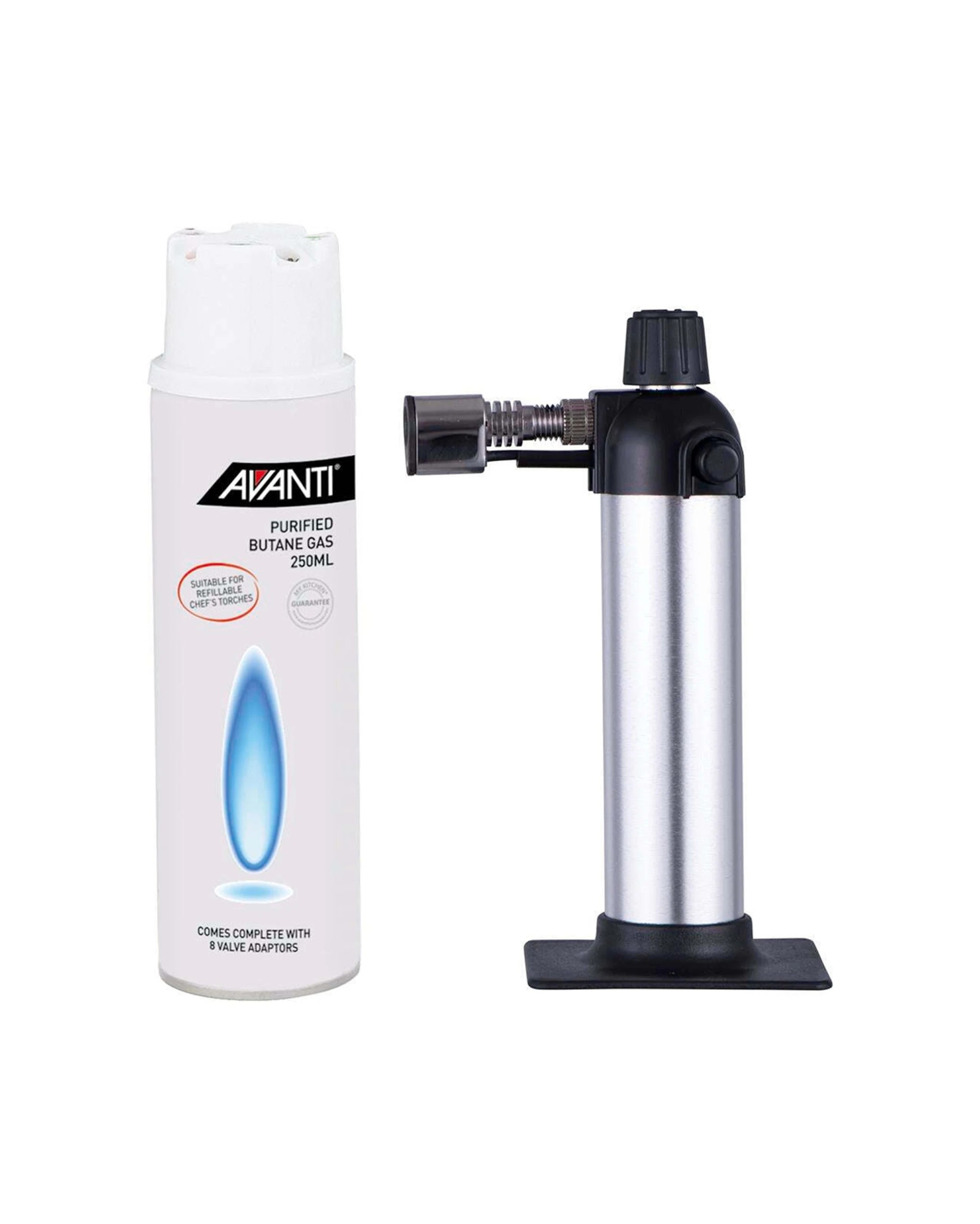 1 Avanti Chef Refillable Blow Torch 250ml Butane Gas Included Easy To Use - Silver, 1 of 3