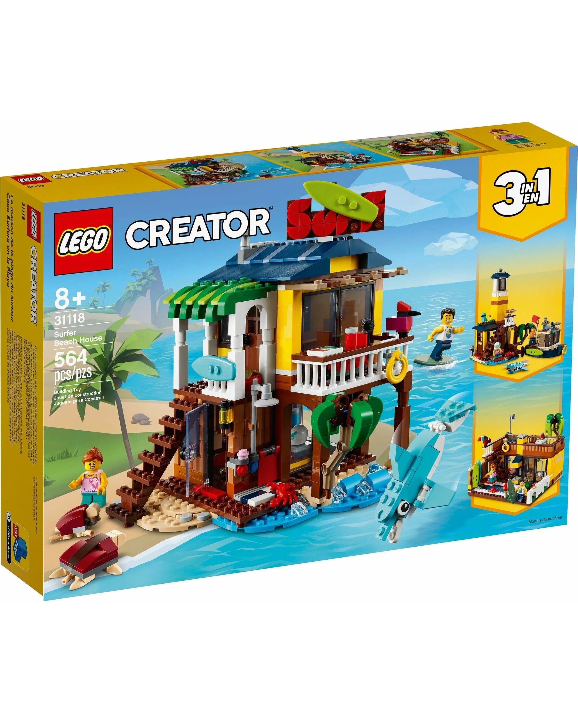 1 LEGO Creator 3 In 1 Surfer Beach House 31118 Dolphin Turtle, 1 of 5