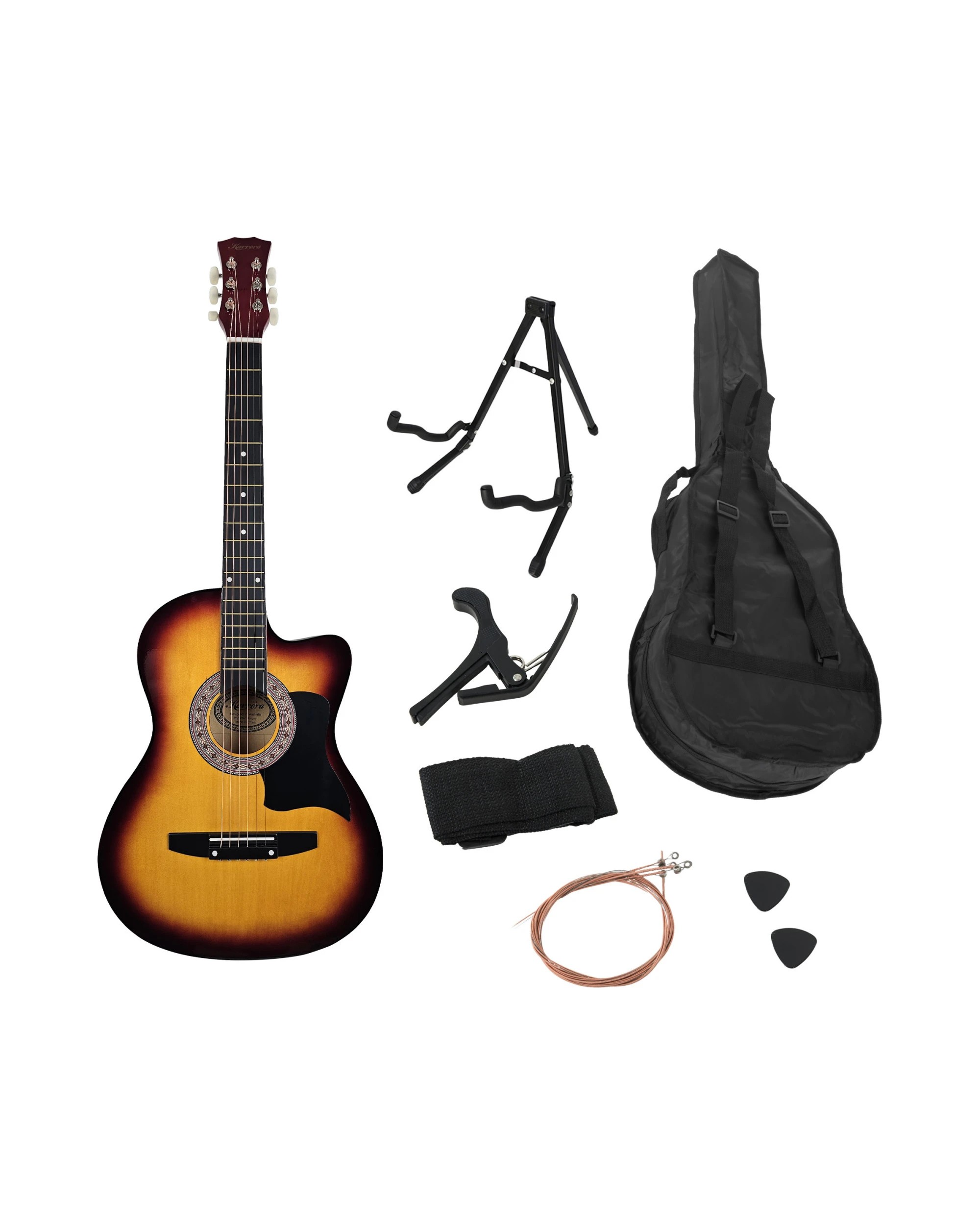 4 Karrera 38in Pro Cutaway Acoustic Guitar with Bag Strings, 4 of 7