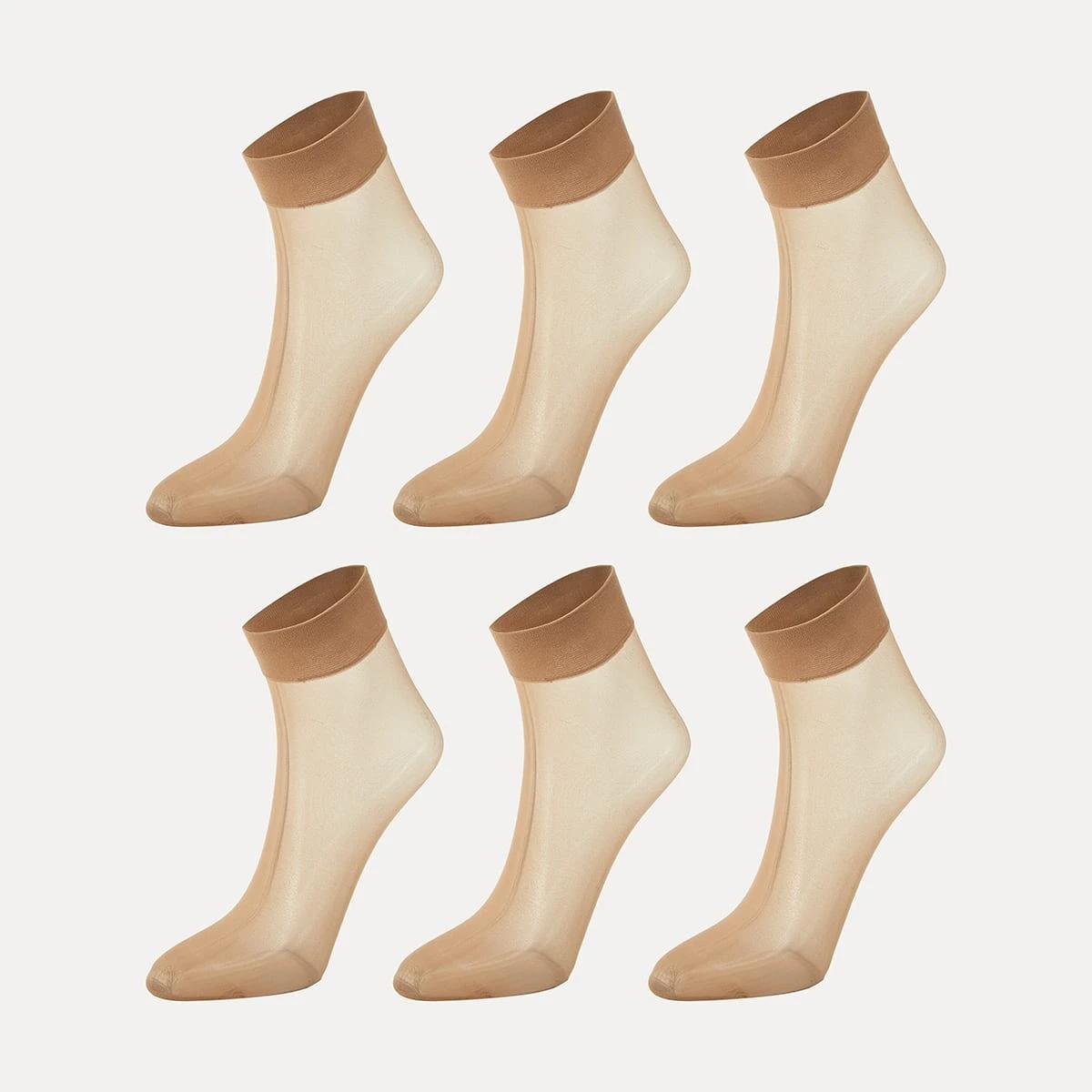 1 6 Pack Sheer Anklets Natural, 1 of 5