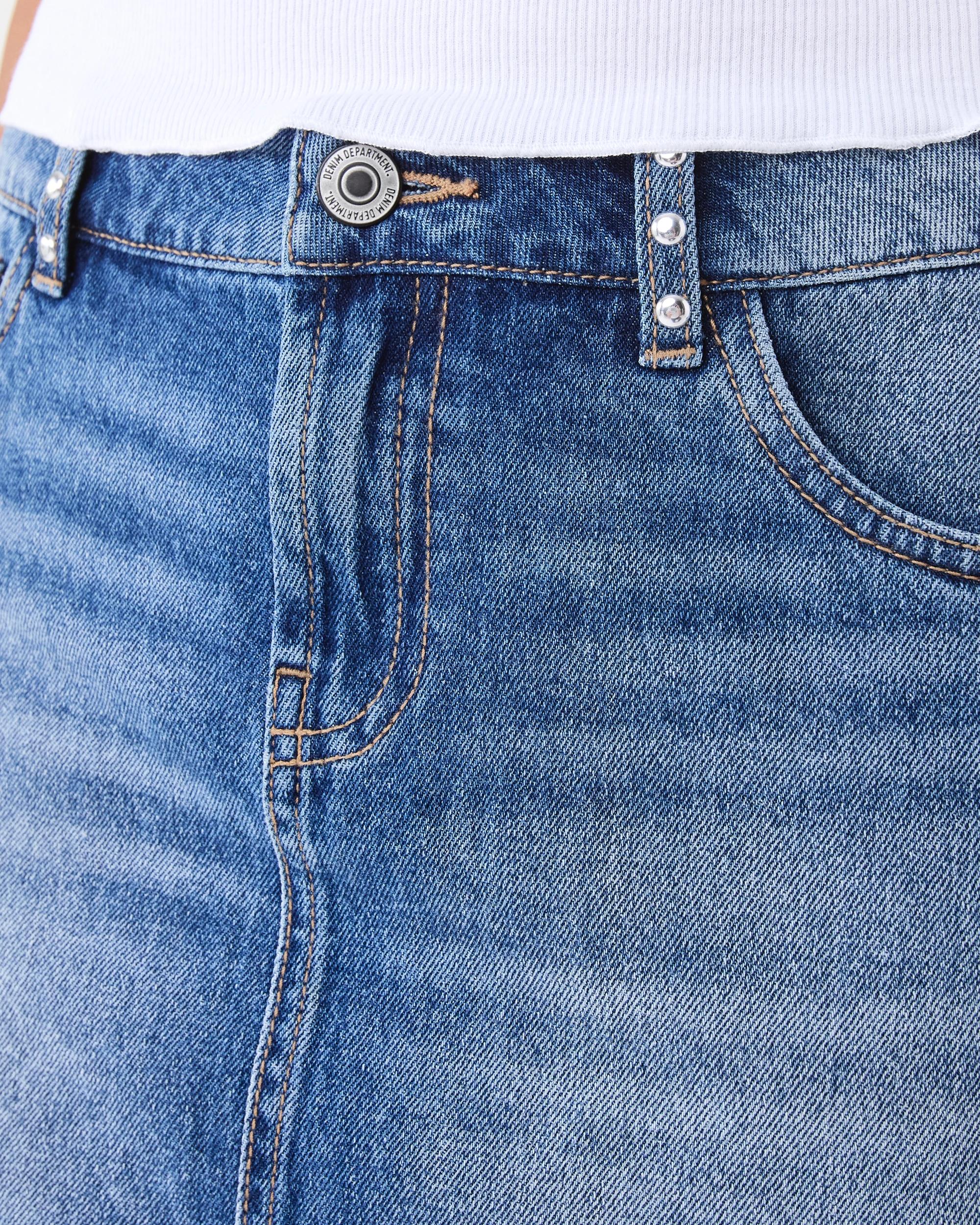 7 Star Studded Denim Mini Skirt Mid Wash, 7 of 9