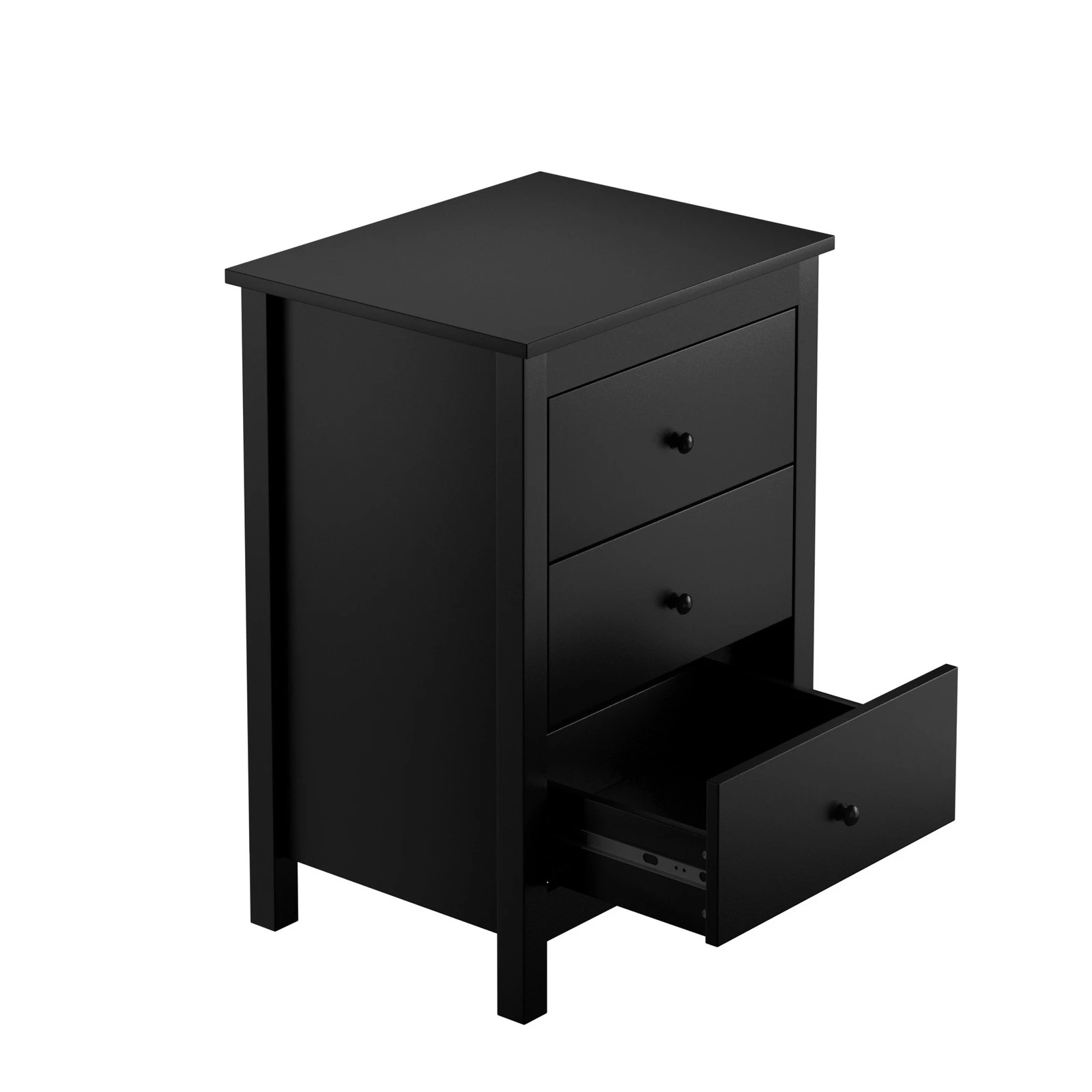 6 Oikiture Bedside Tables Set of 2 Nightstands Storage Cabinet 3 Drawers - Black, 6 of 9