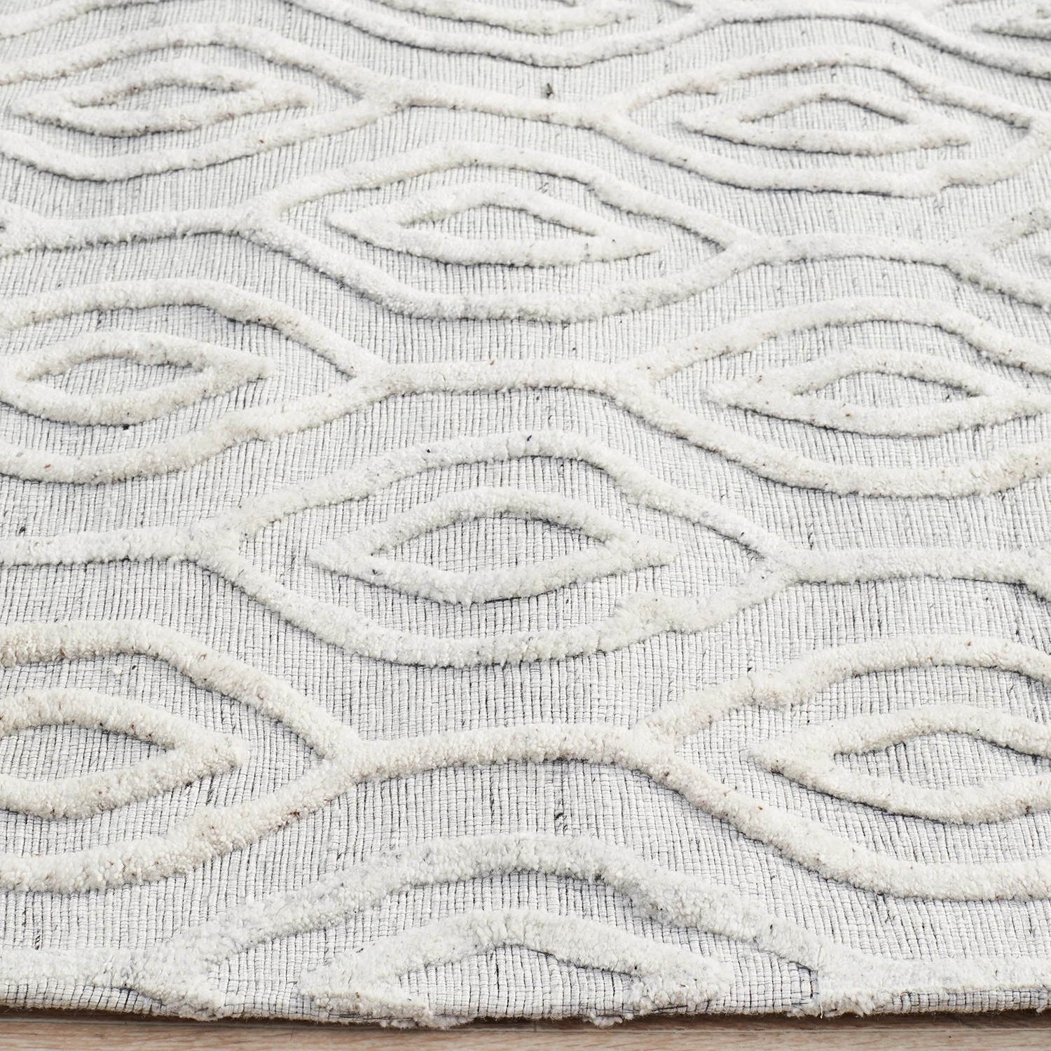 5 Common Ground Rugs Tableau 5050 400x300cm - Extra Extra Large Hand Loomed Wool Floor Rug - White, 5 of 7