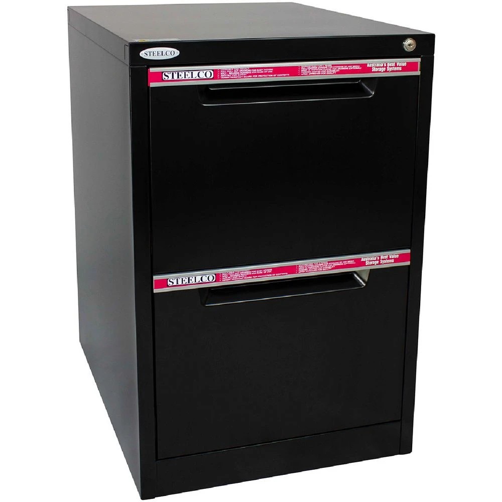 1 Steelco 2 Drawer Vertical Filing Cabinet Satin Black Cabinets Filing Drawer Cabinets, 1 of 5