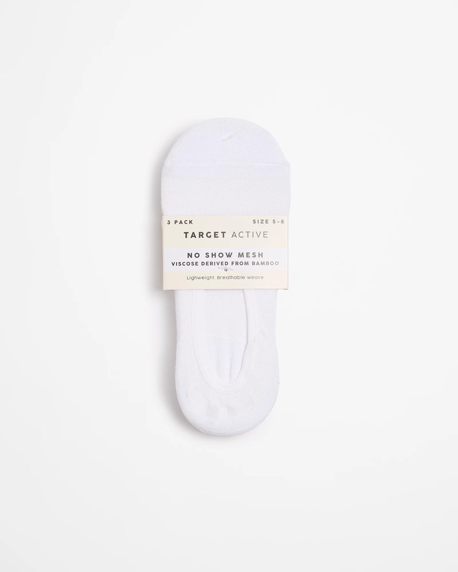 3 Target Active Bamboo 3 Pack No Show Mesh Socks WHITE, 3 of 3