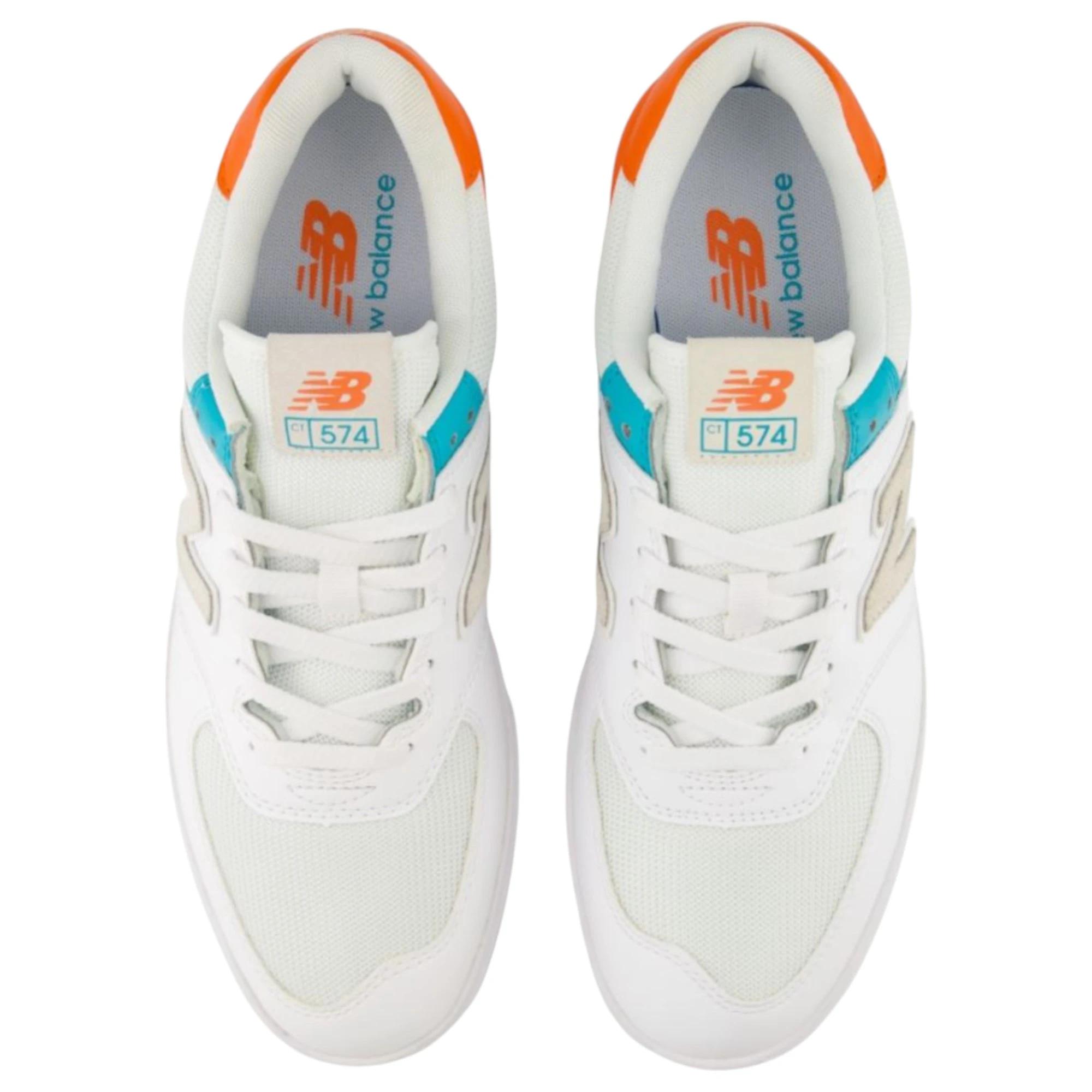 4 New Balance Mens 574 White/ Orange Athletic Casual Sneakers WHITE/ORANGE, 4 of 4