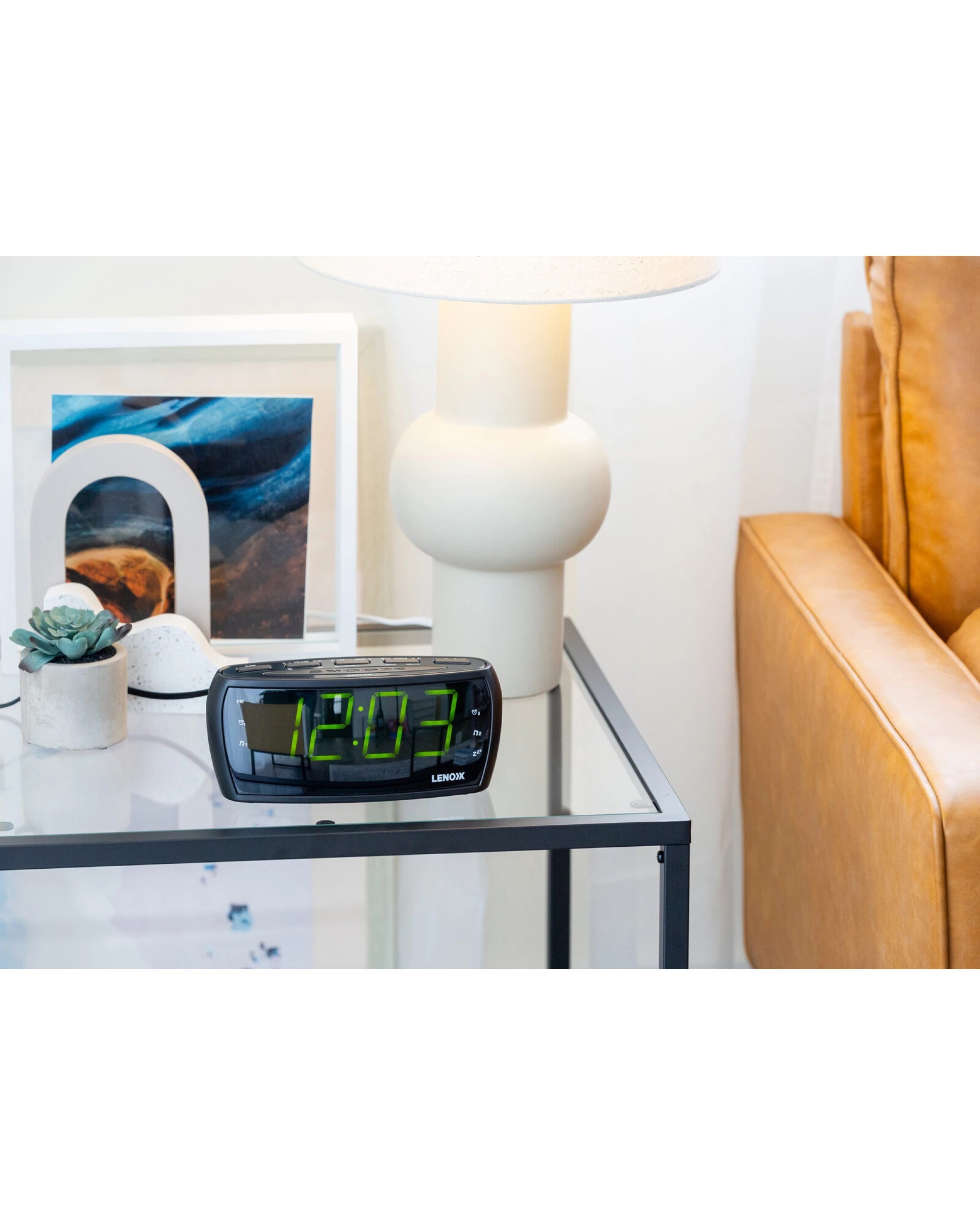 2 Lenoxx Large Number Alarm Clock & AM/FM Radio, Bold Green LED Time Screen, 2 of 3