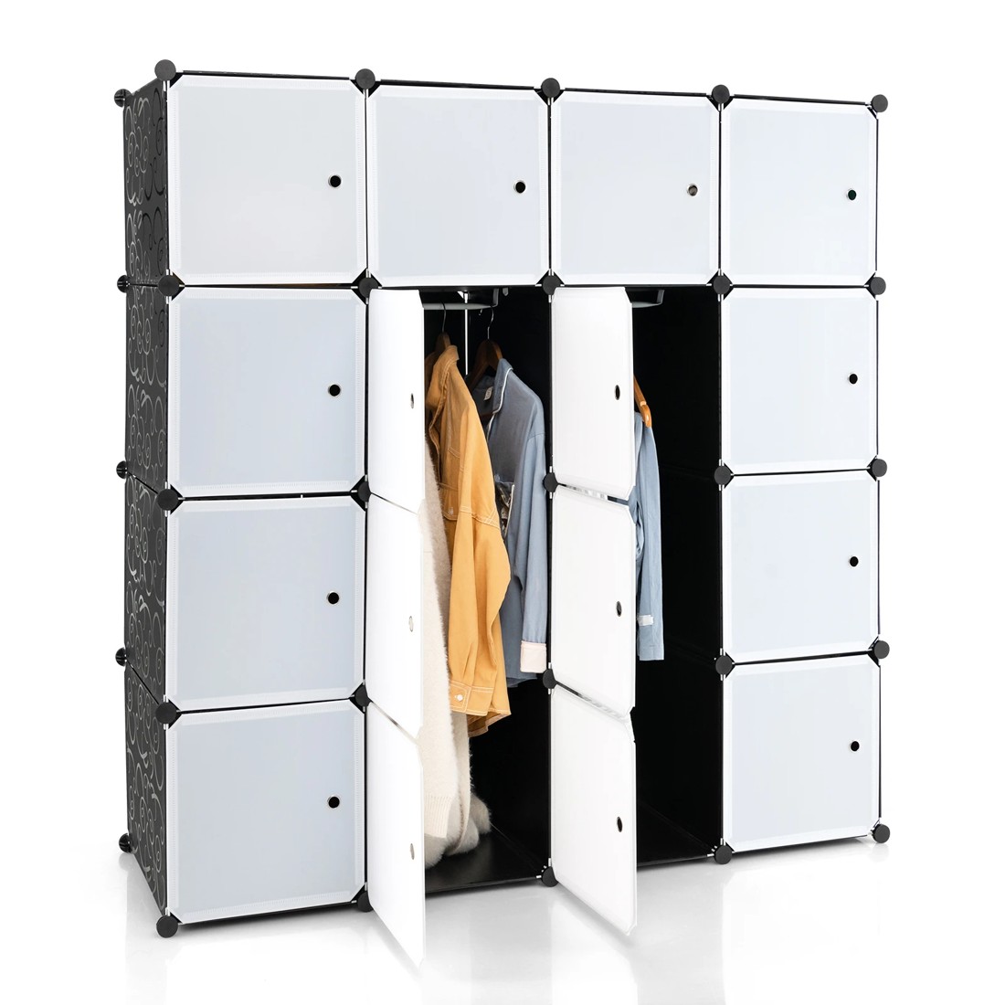 10 Costway 16-Cube Storage Organiser Portable Wardrobe Closet Combination Armoire, 10 of 10