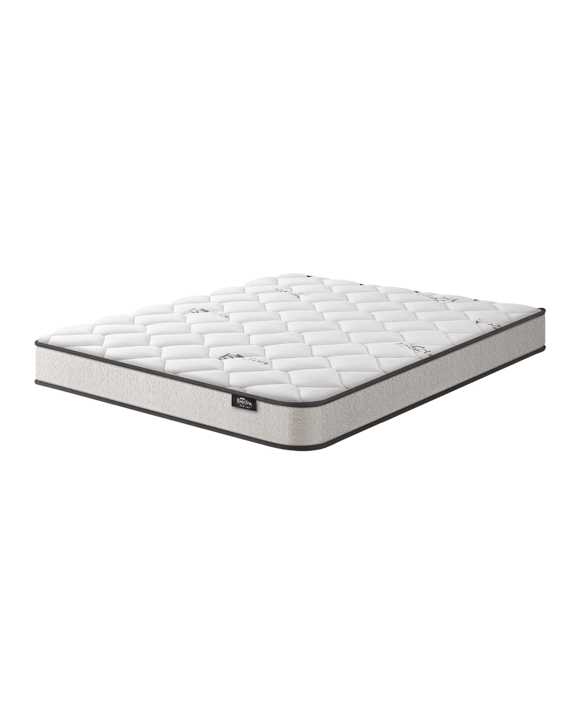 Bedra Bedding King Mattress Bonnell Spring Bed Boucle Fabric 16cm
 - White