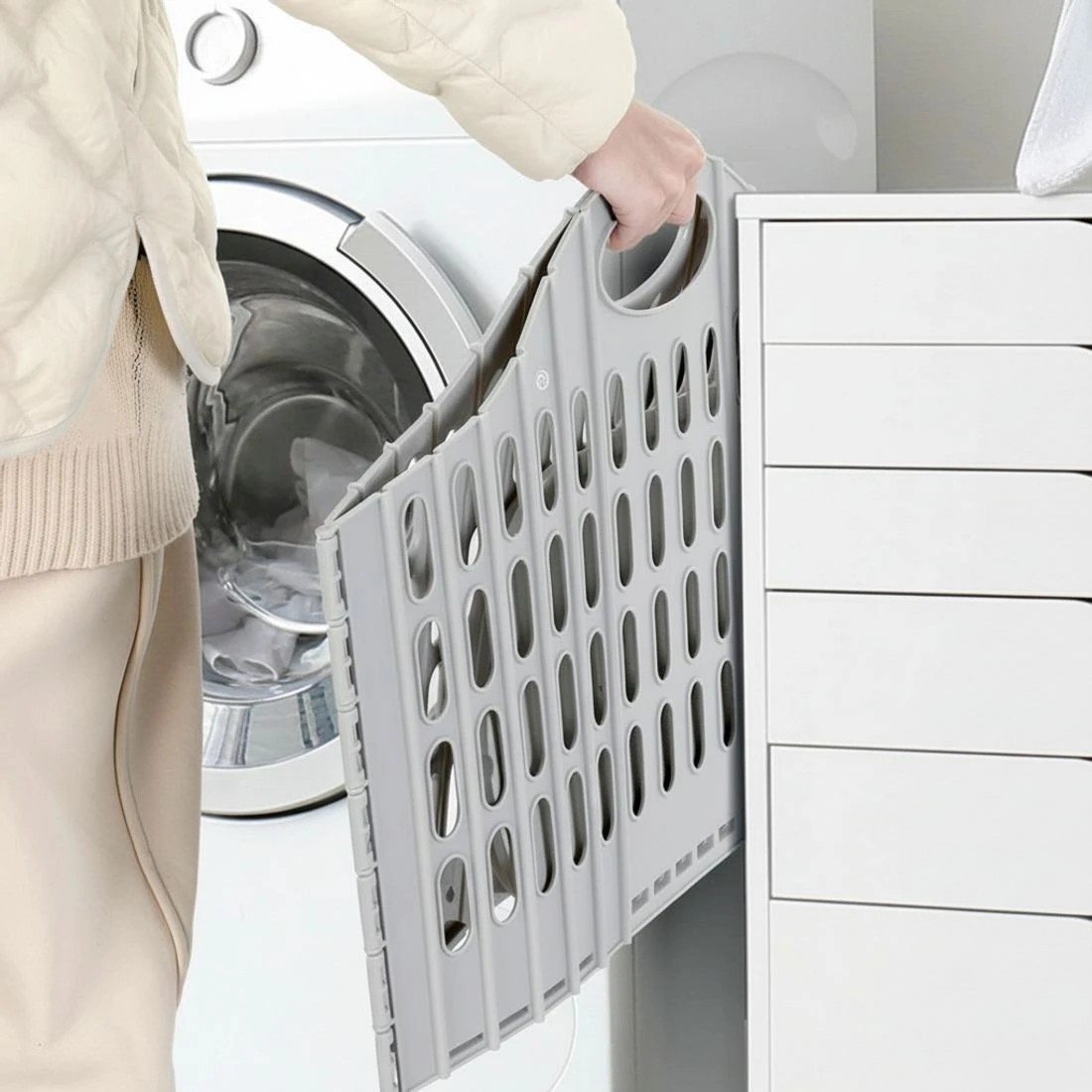 6 Artiss Laundry Basket Hamper Large Foldable Washing Clothes Storage Organiser - Grey, 6 of 6
