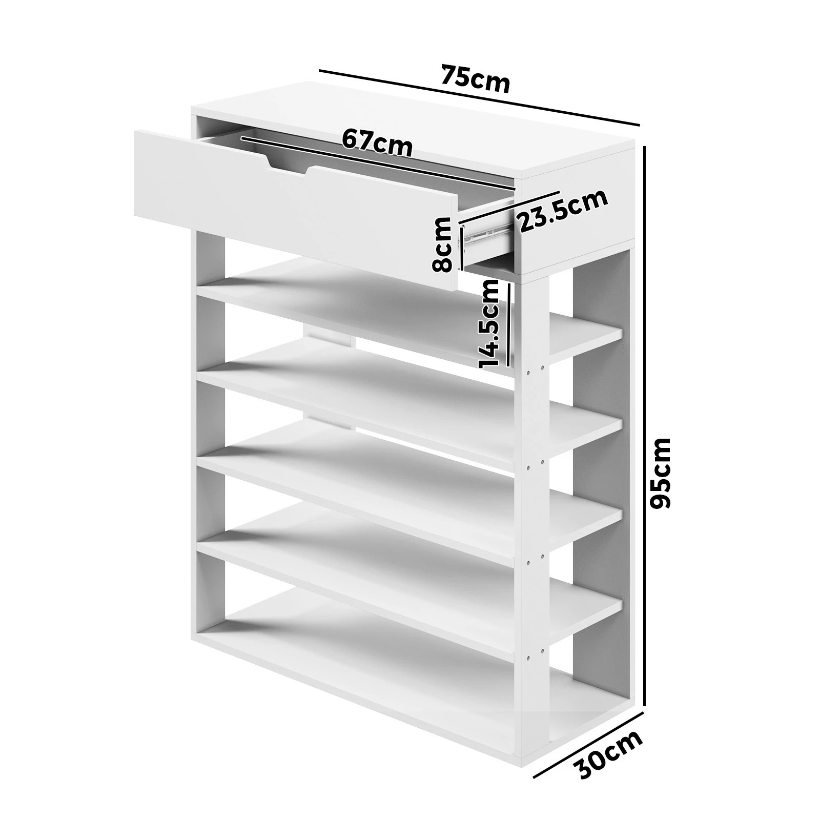 8 Oikiture Shoes Storage Rack 5-tier Shelves Shoe Storage Cabinet Drawer
 - White, 8 of 8