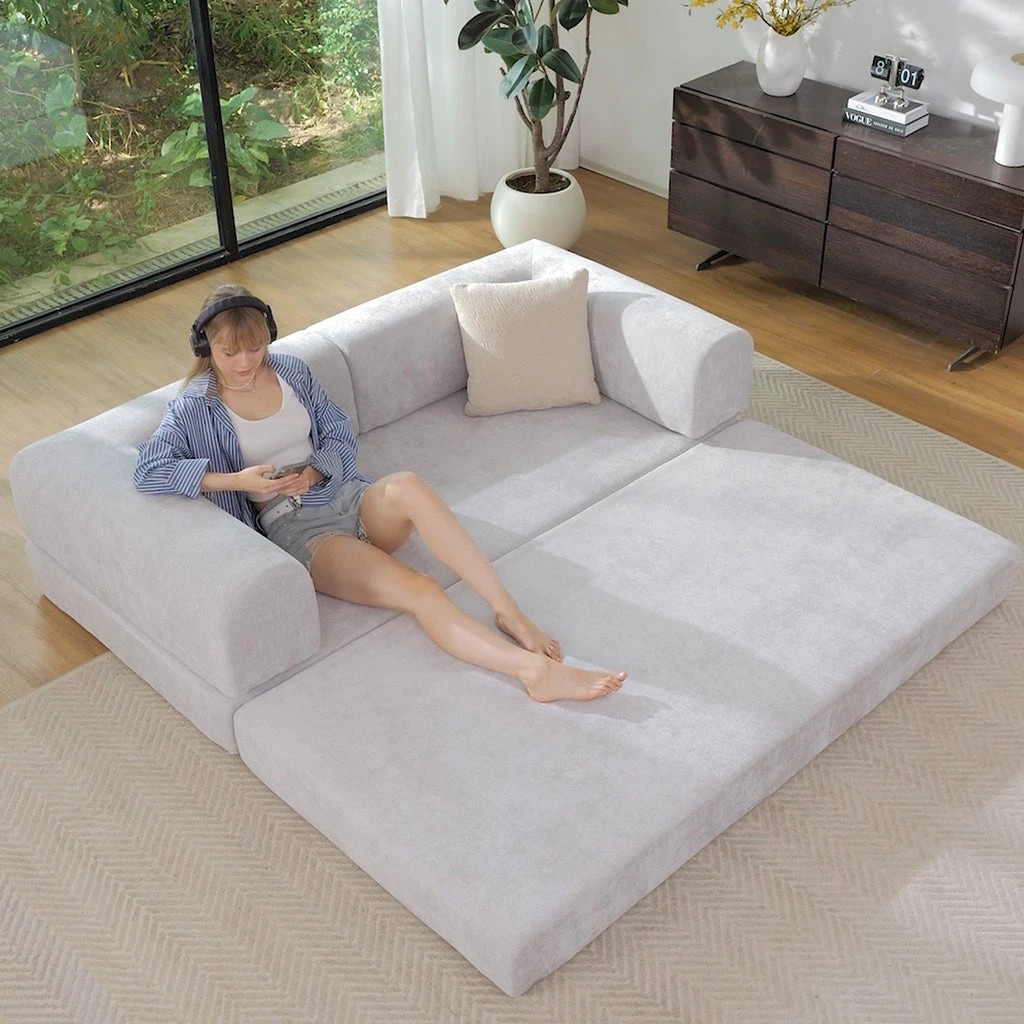 7 Zzz Atelier Luna Modular Convertible Sofa Bed - Beige, 7 of 8
