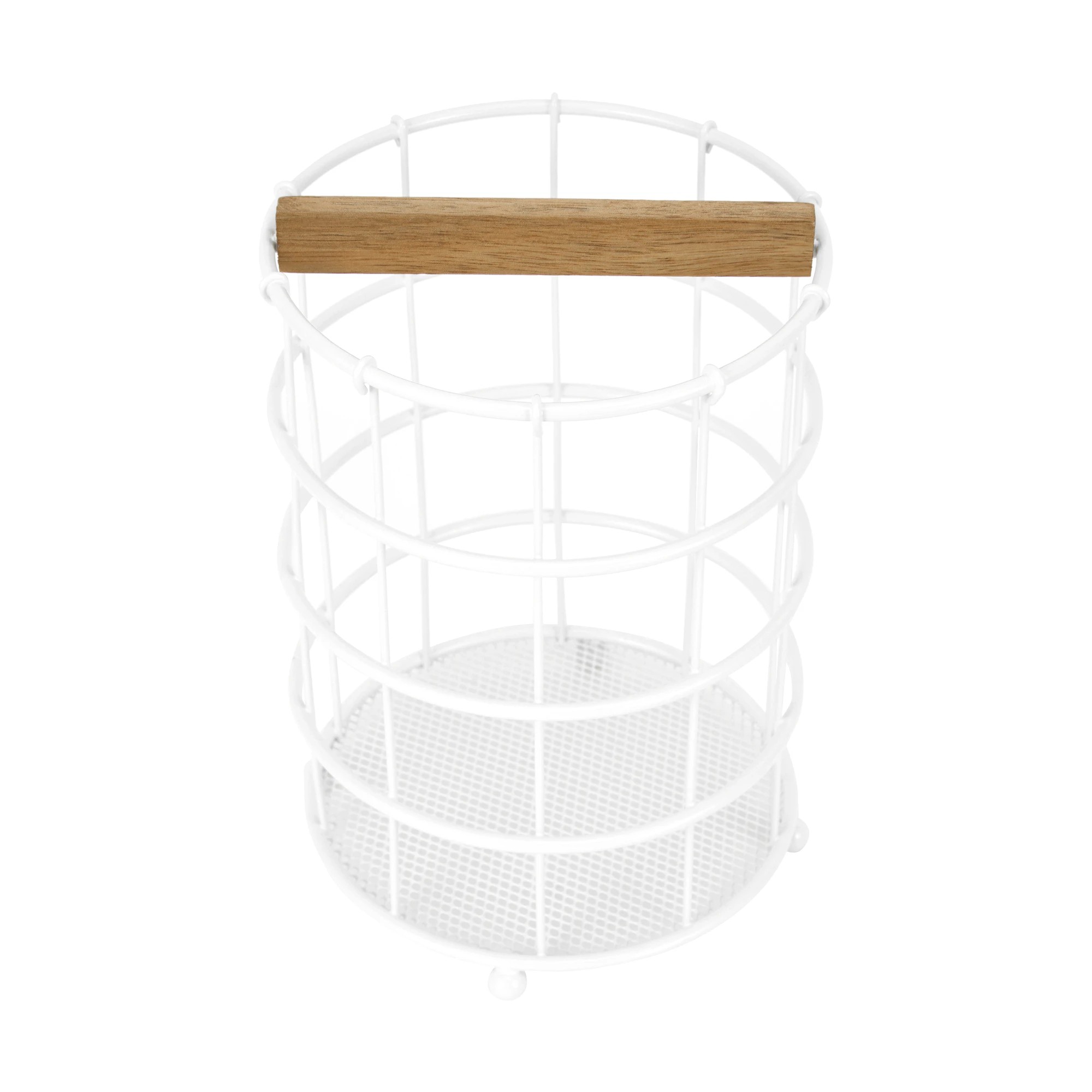 2 Off White and Acacia Utensil Holder, 2 of 6