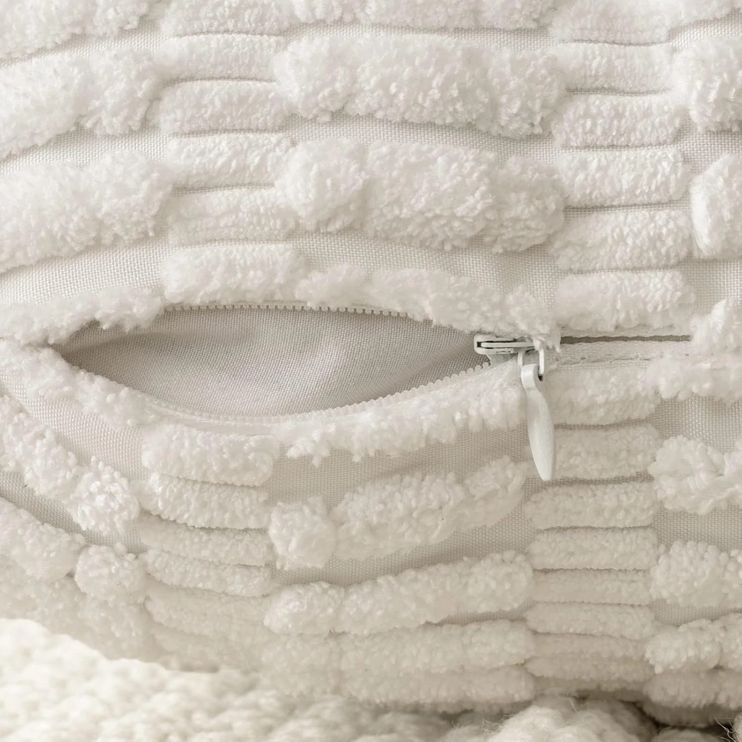 3 Gioia Casa 2-Pack Boho Striped Corduroy Cushion Covers 30x50cm - White, 3 of 3