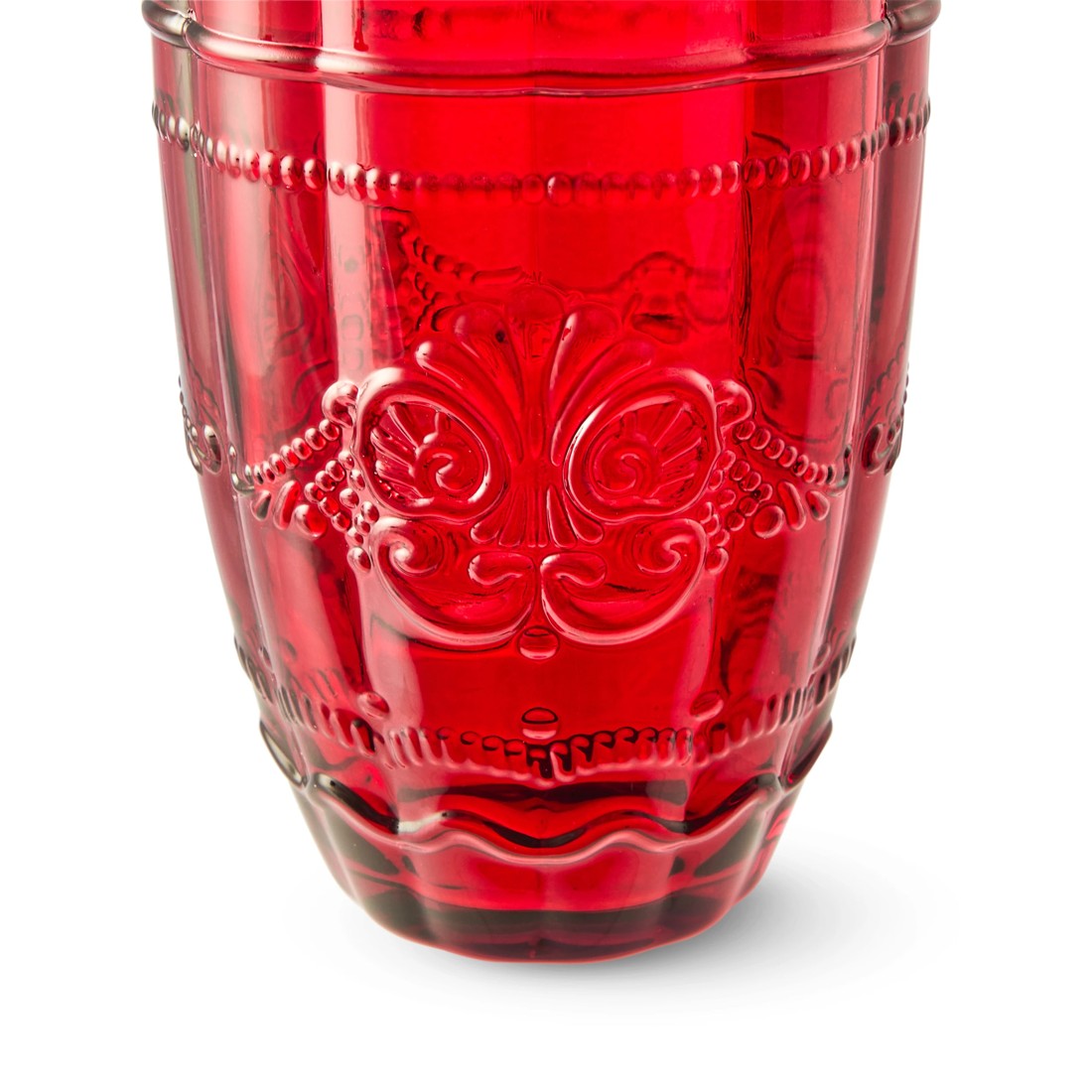 5 6 Red Ornate Highball Glasses, 5 of 6