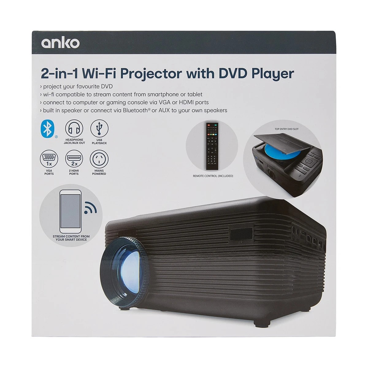 9 2-in-1 Wi-Fi Projector with DVD Player, 9 of 10