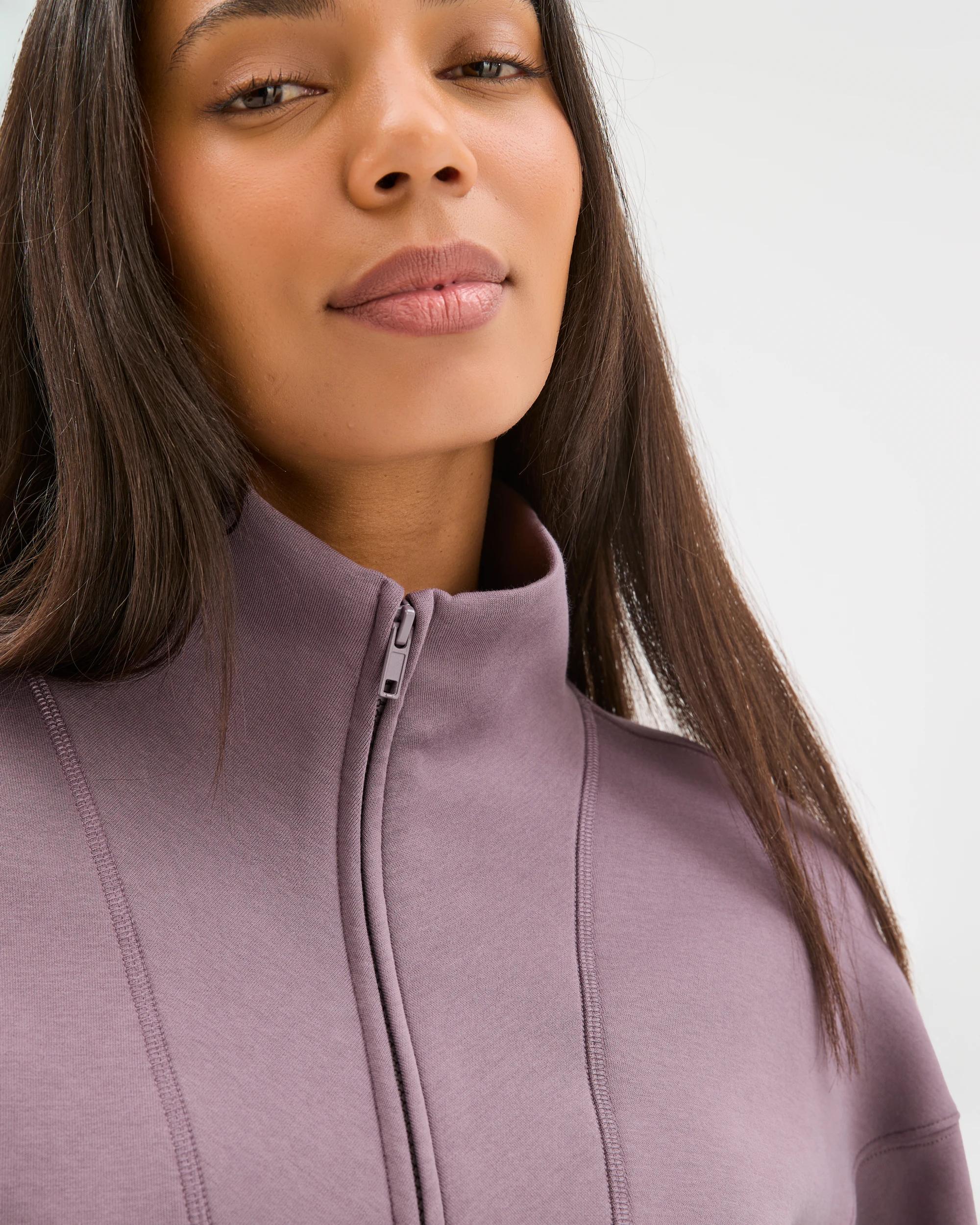 3 Target Active Australian Cotton Blend Cocoon 1/4 Zip Fleece Jumper PLUM, 3 of 6